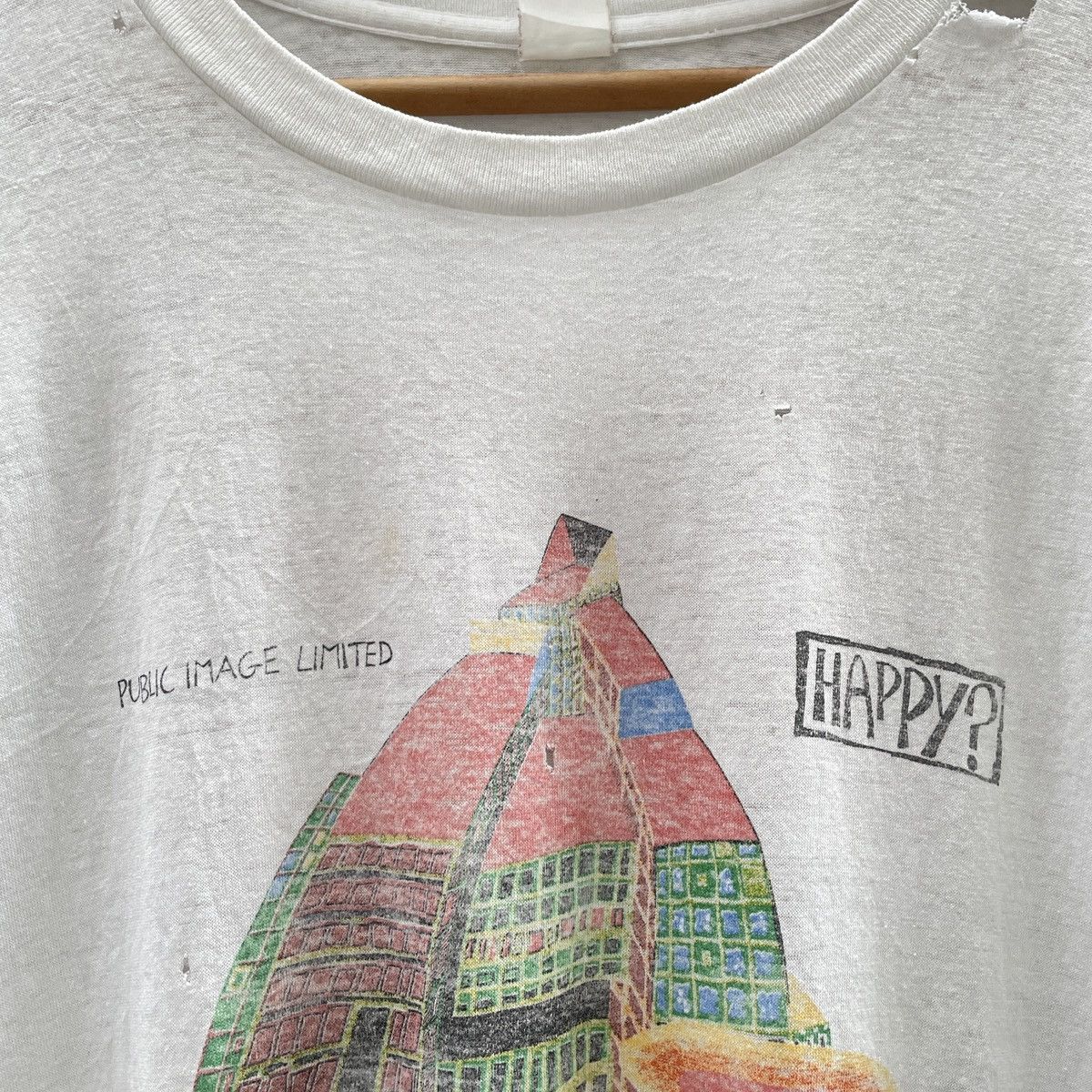 Band Tees Vintage PIL Public Image Ltd. Happy? T-Shirt Size US XL / EU 56 / 4 - 7 Thumbnail