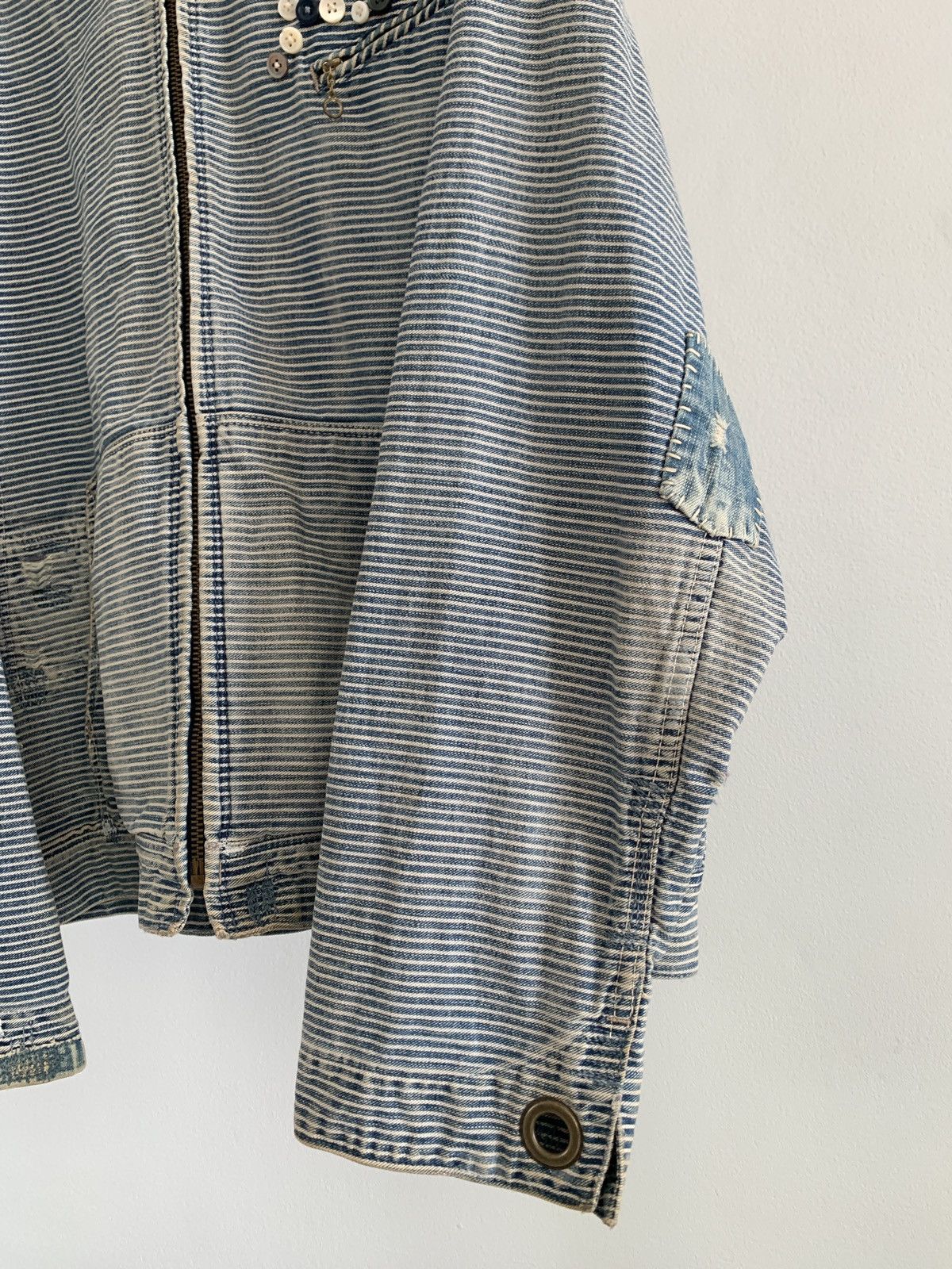 Kapital Kountry Kapital Indigo Stripe Button Patch Zip Jacket Size US M / EU 48-50 / 2 - 7 Thumbnail