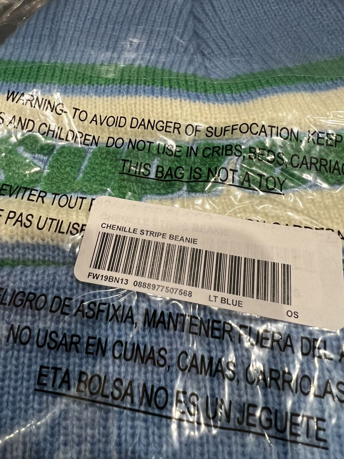 Supreme Supreme Chenille Stripe Beanie FW19 Size ONE SIZE - 3 Thumbnail