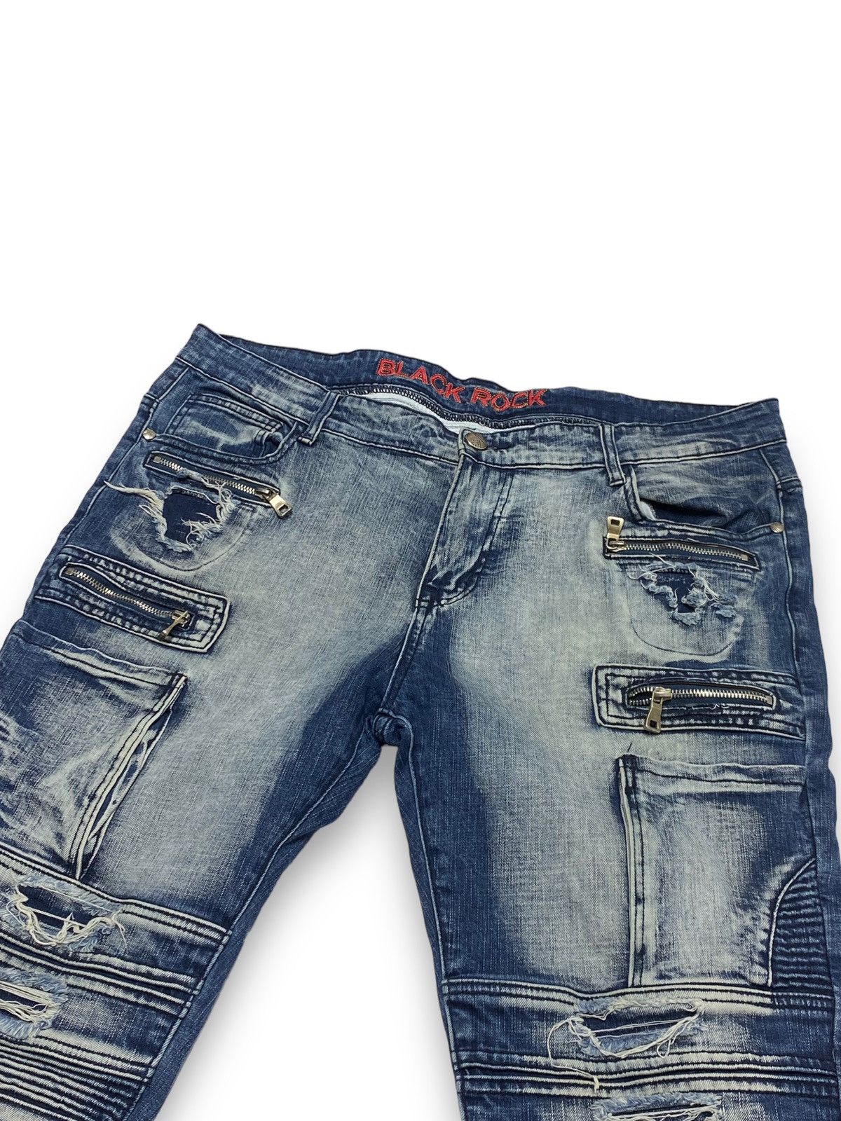 Jean Vintage Crazy Style BLACK ROCK Washed Denim Jeans Size US 41 - 2 Thumbnail