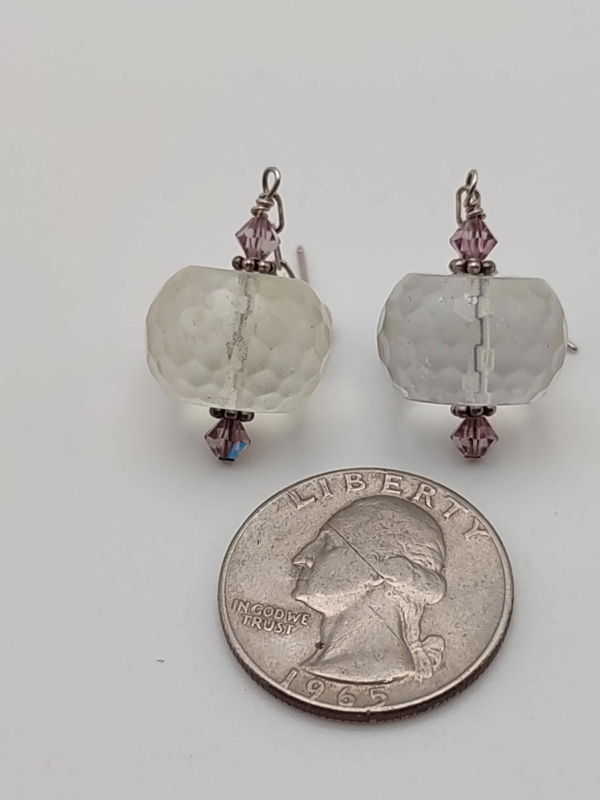 The Unbranded Brand VTG Sterling Silver Faceted Glass Orb Dangle Earrings Purple Size ONE SIZE - 4 Thumbnail