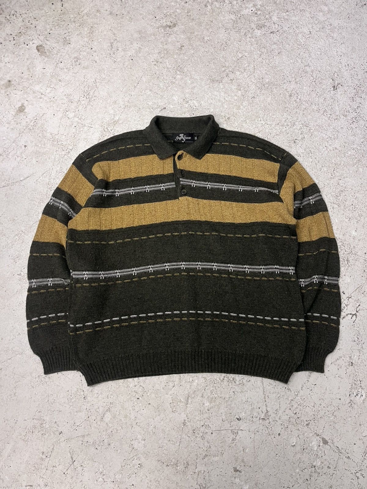 Vintage Vintage yellow and green knit button up sweater Size US XL / EU 56 / 4 - 2 Thumbnail
