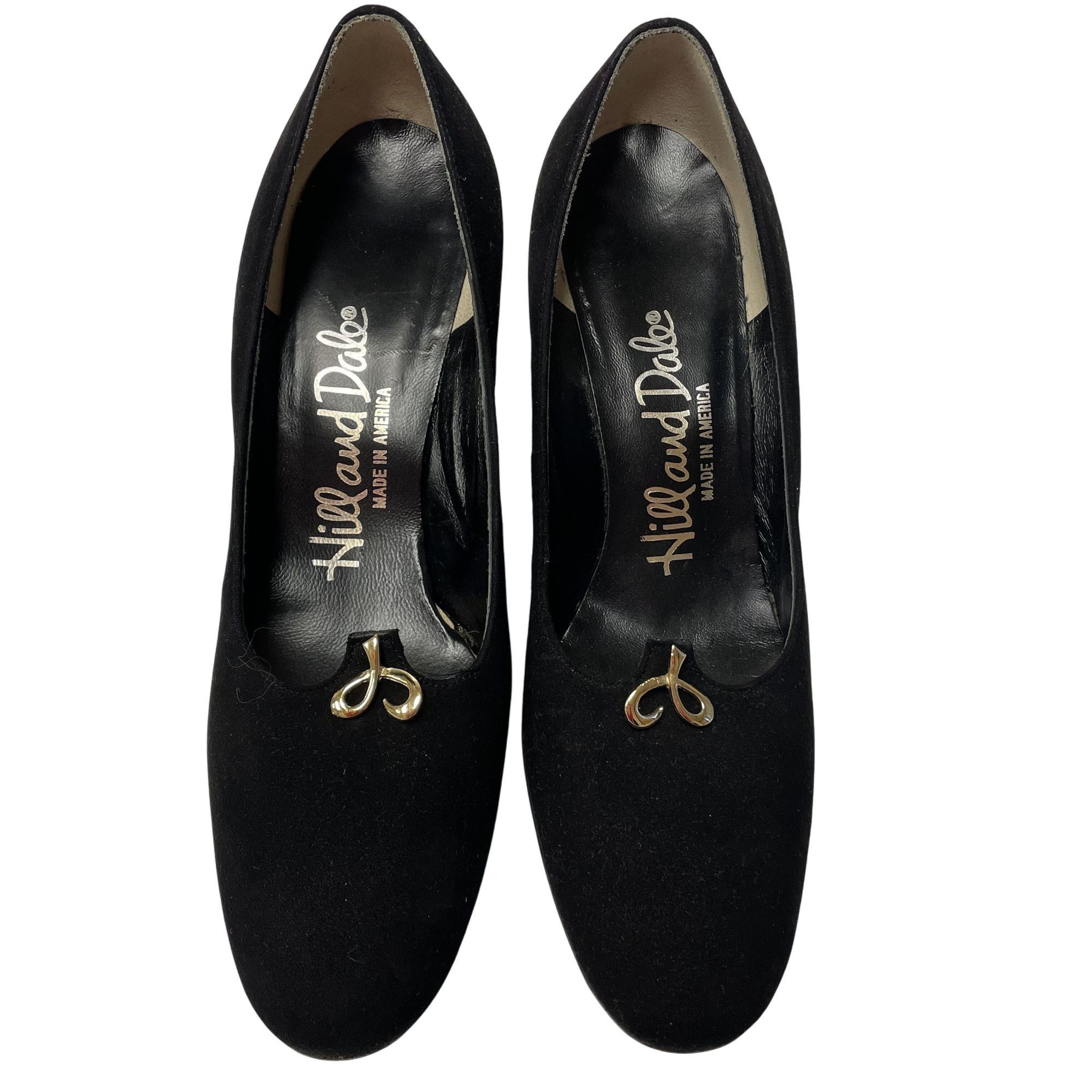 Other Vtg Hill & Dale Suede Leather Pumps Medallion High Heels Size US 5.5 / IT 35.5 - 3 Thumbnail