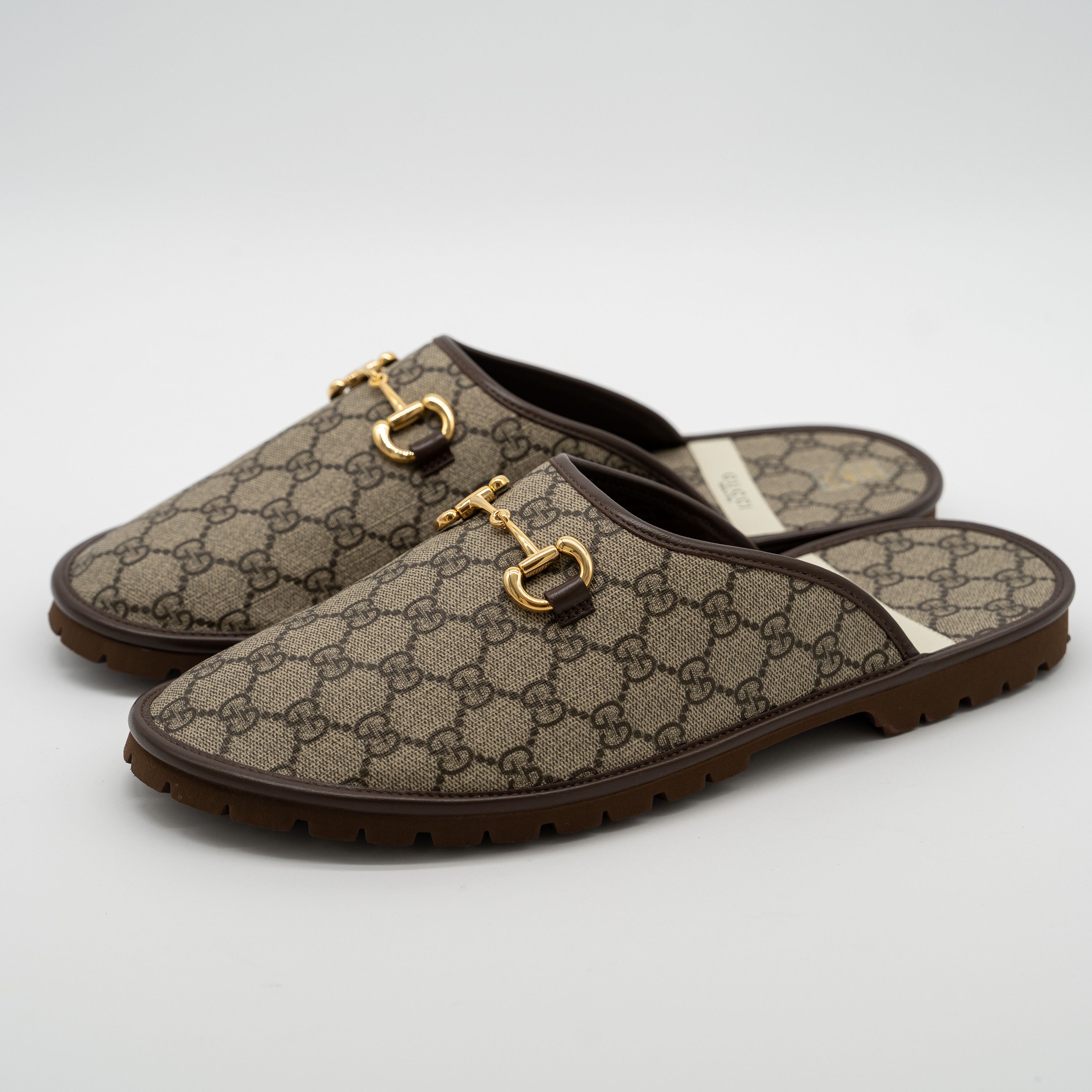 Gucci Gucci Horsebit GG Mule Slippers Canvas Beige Brown Size US 13 / EU 46 - 1 Thumbnail