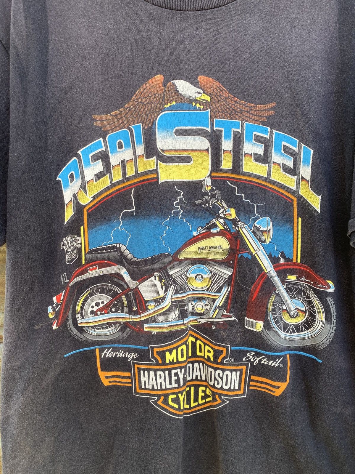 Harley Davidson Vintage Faded Harley Davidson Real Steel Heritage Softail Size US L / EU 52-54 / 3 - 3 Thumbnail