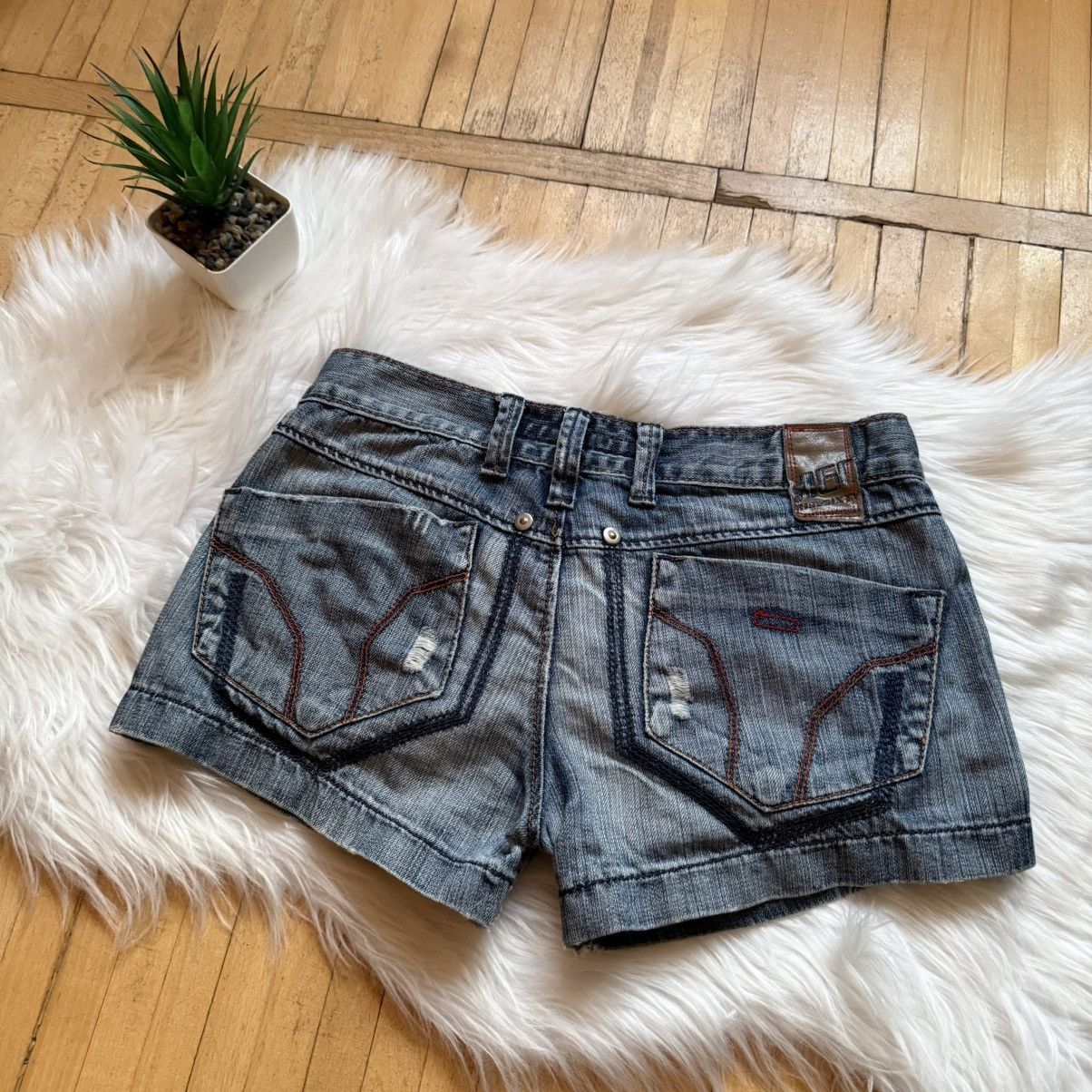 Miss Sixty 📌 Crazy Miss Sixty Vintage Washed Y2K Denim Shorts Size 29" - 1 Thumbnail