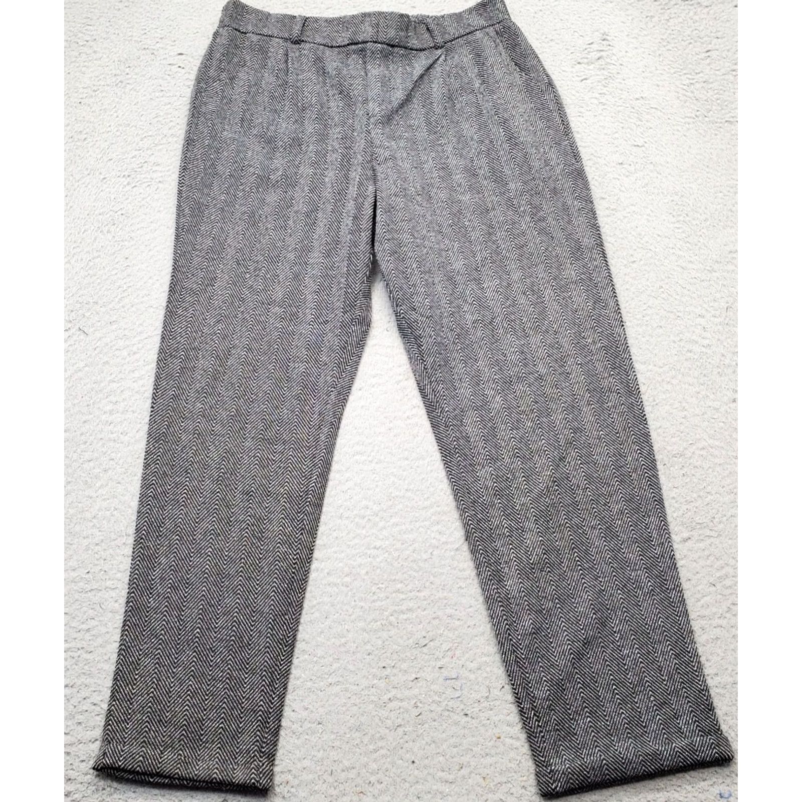 Vintage Ambiance Pant Women L Multi Herringbone Print Mid Rise Straight Shirt Size 36" / US 14 / IT 50 - 2 Thumbnail