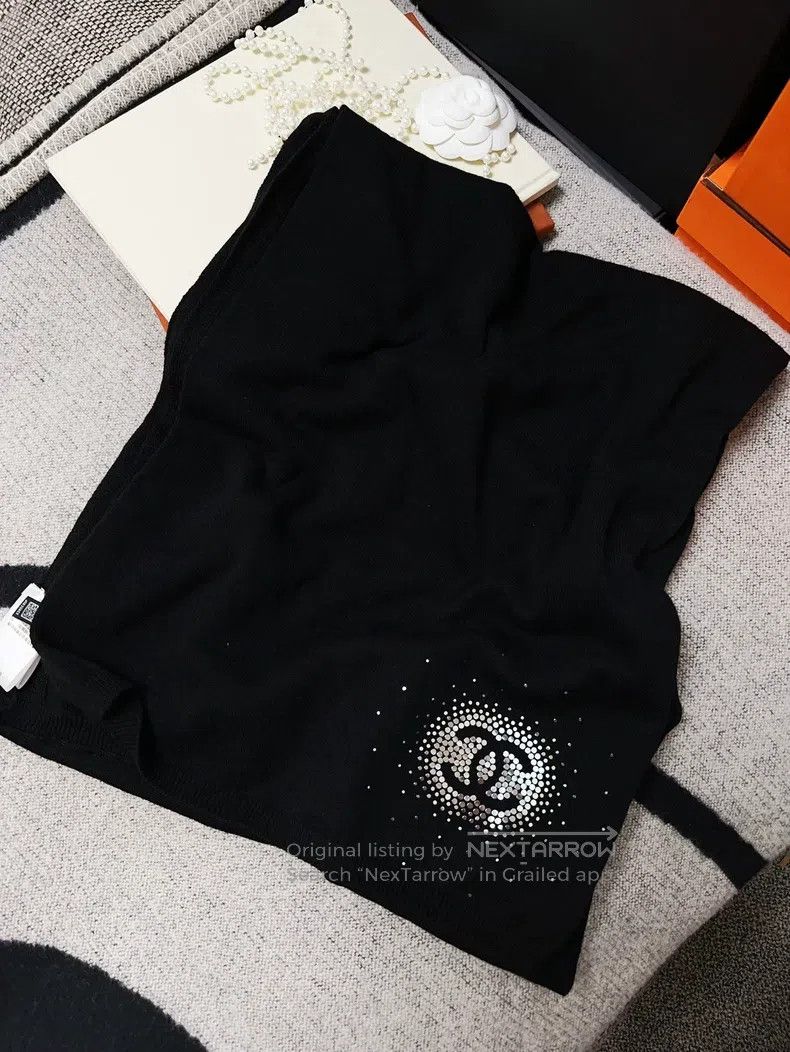 Chanel Chanel 24C show black knitted scarf sequin embroidery doub Size ONE SIZE - 7 Thumbnail