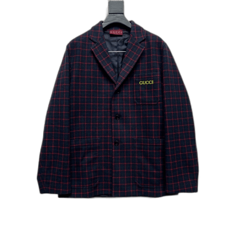 Gucci Gucci Embroidered Plaid Wool Jacket-2508 Size US L / EU 52-54 / 3 - 1 Thumbnail