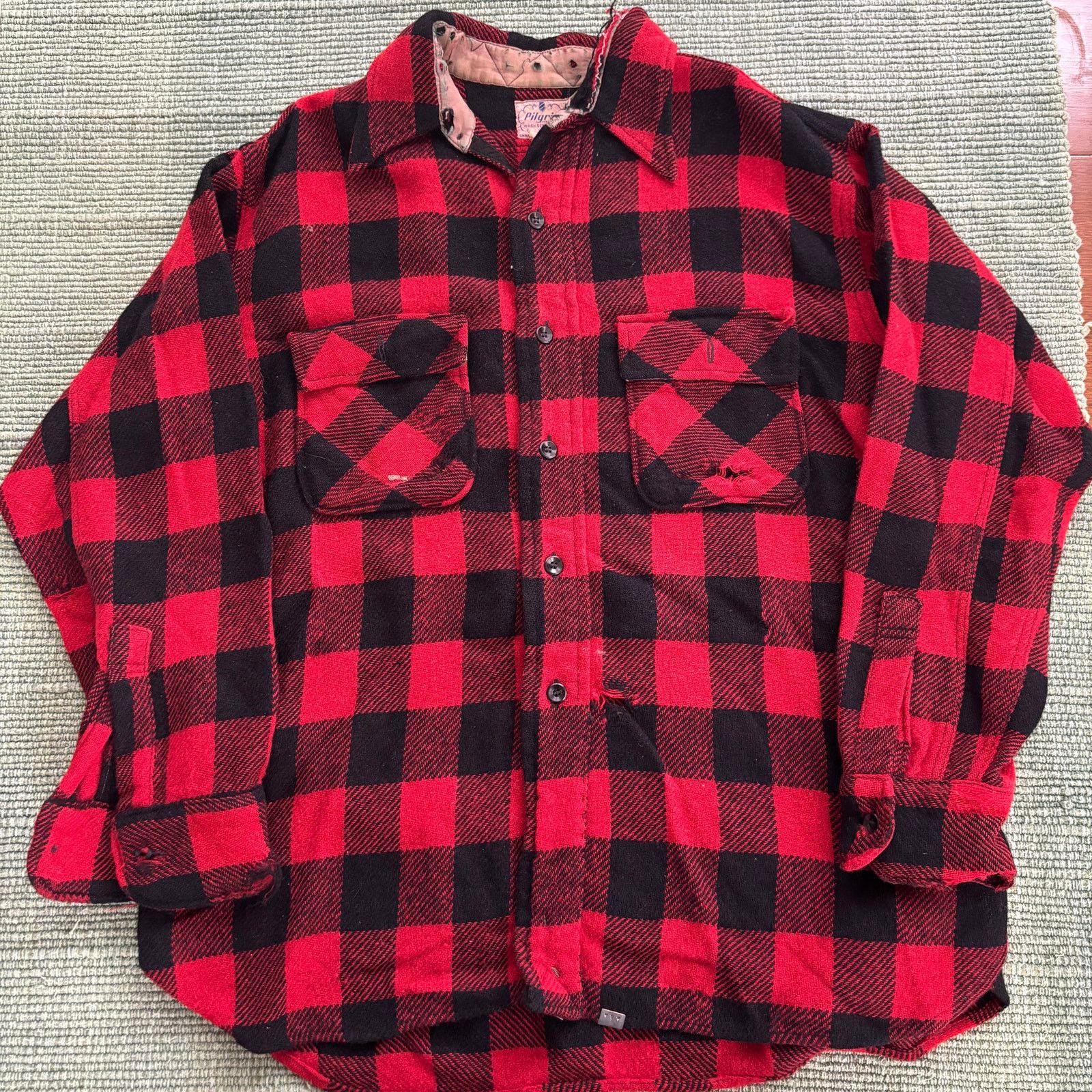 Vintage 1950s Pilgrim Vintage Red/Black Wool Flannel Shirt XL Size US XL / EU 56 / 4 - 2 Thumbnail