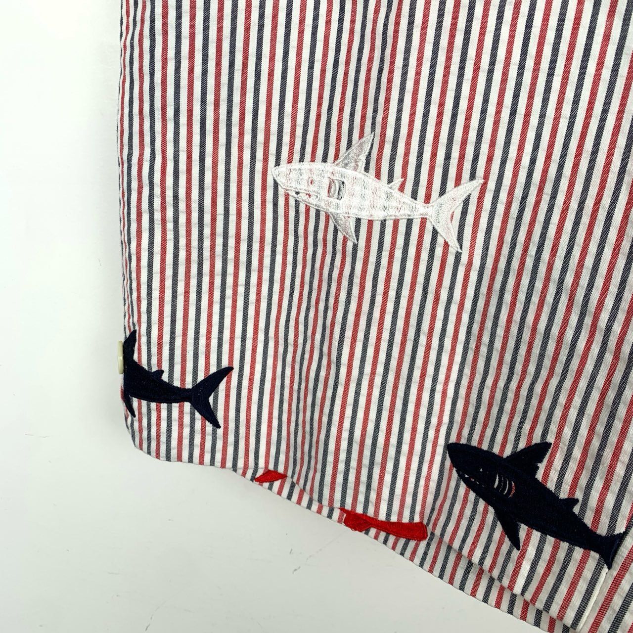 Thom Browne Thom Browne Shark Embroidery Seersucker Striped Shorts Size US 36 / EU 52 - 4 Thumbnail