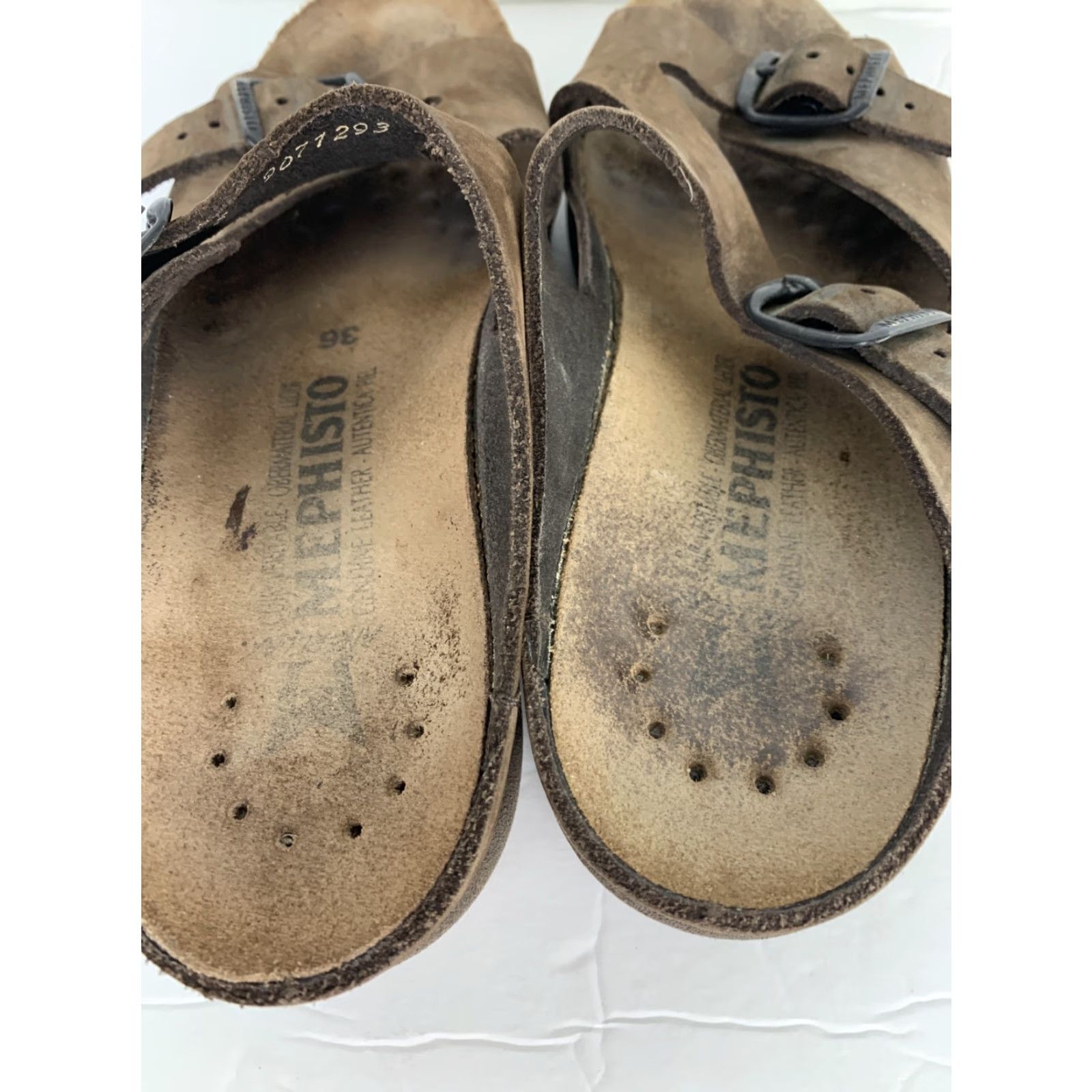 Mephisto Mephisto Sandal Womens 36 Leather Double Buckle Brown Wedge Slip-On Shoes Men? Size US 6 / IT 36 - 7 Thumbnail