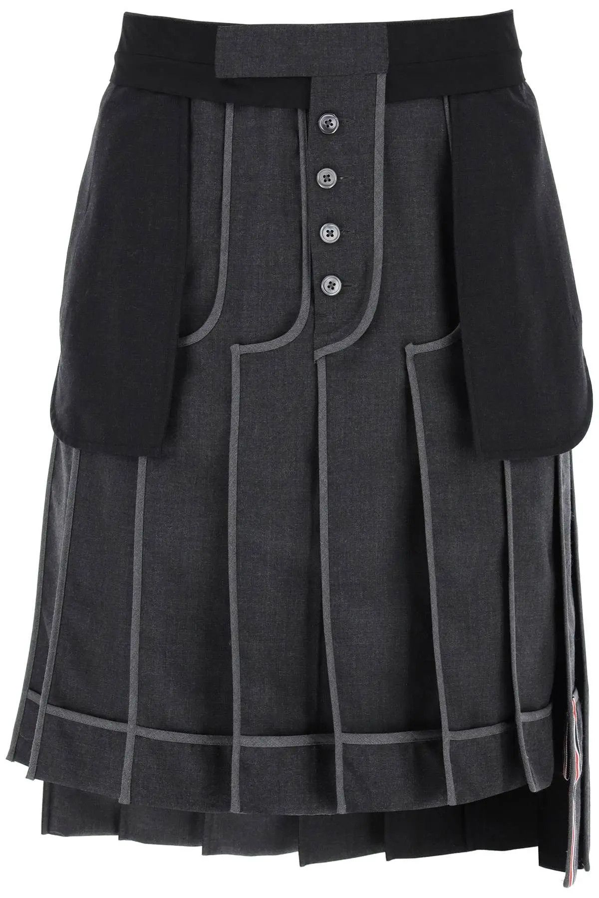 Thom Browne o1s22i1n0124 Inside-out Pleated Skirt in Grey Size US 34 / EU 50 - 1 Thumbnail