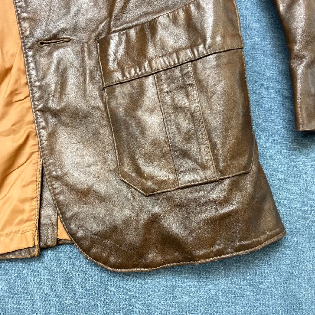 Vintage VINTAGE SKM Jacket Mens M Brown Leather Single Breasted Notch Lapel Pockets Lined Size US M / EU 48-50 / 2 - 4 Thumbnail