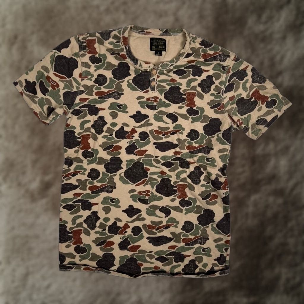 Lucky Brand Lucky Brand Henley T-Shirt Mens Small Beige Camouflage Short Sleeve Casual Size US S / EU 44-46 / 1 - 1 Thumbnail
