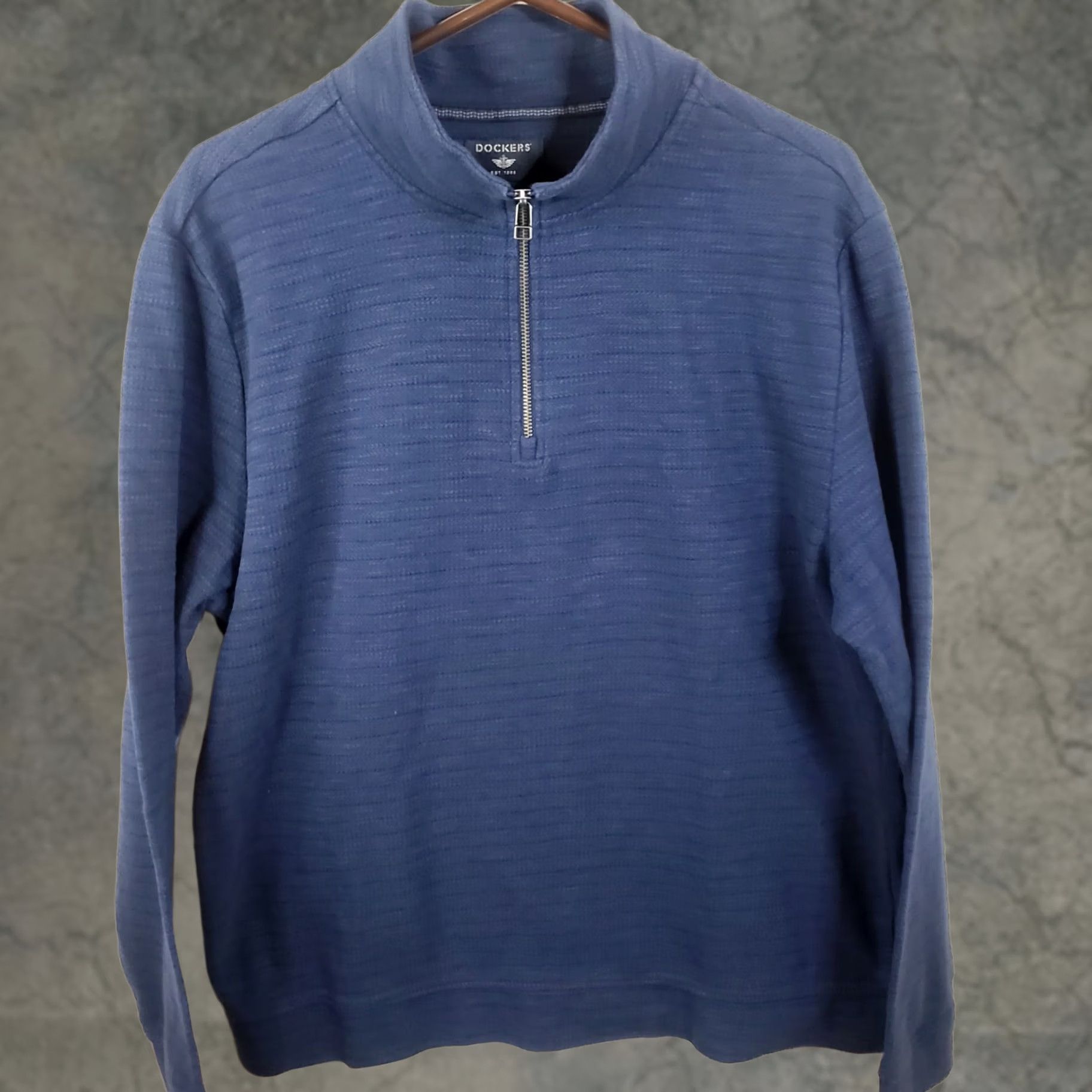 Dockers DOCKERS Men's Blue Herringbone Knit Sweater Pullover Mock Neck 1/4 Zip L Size US L / EU 52-54 / 3 - 1 Thumbnail