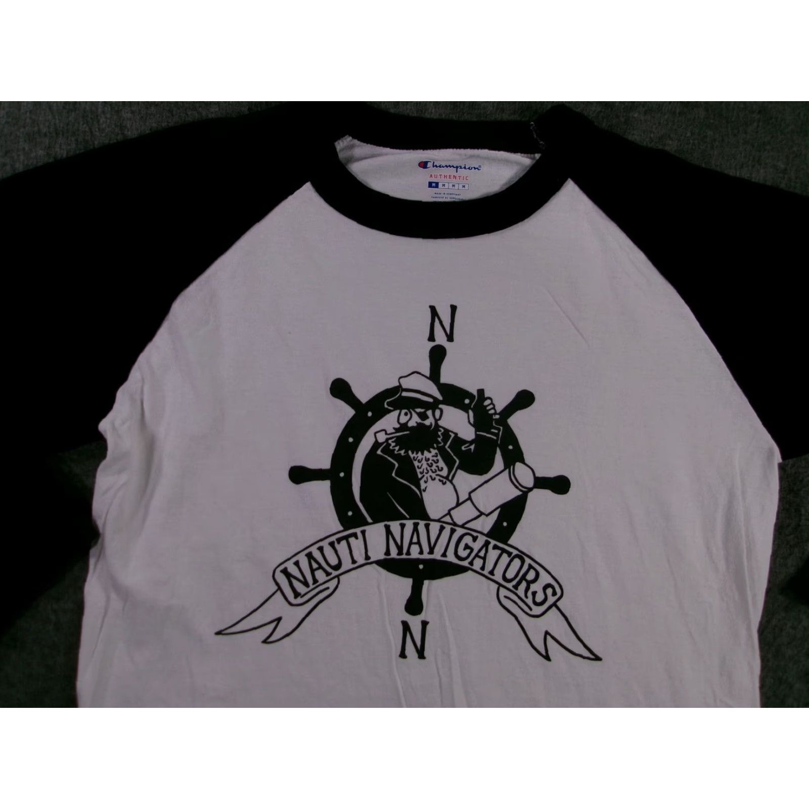 Champion Champion Shirt Men Medium White Raglan Nauti Navigators Graphic Casual Size US M / EU 48-50 / 2 - 2 Thumbnail