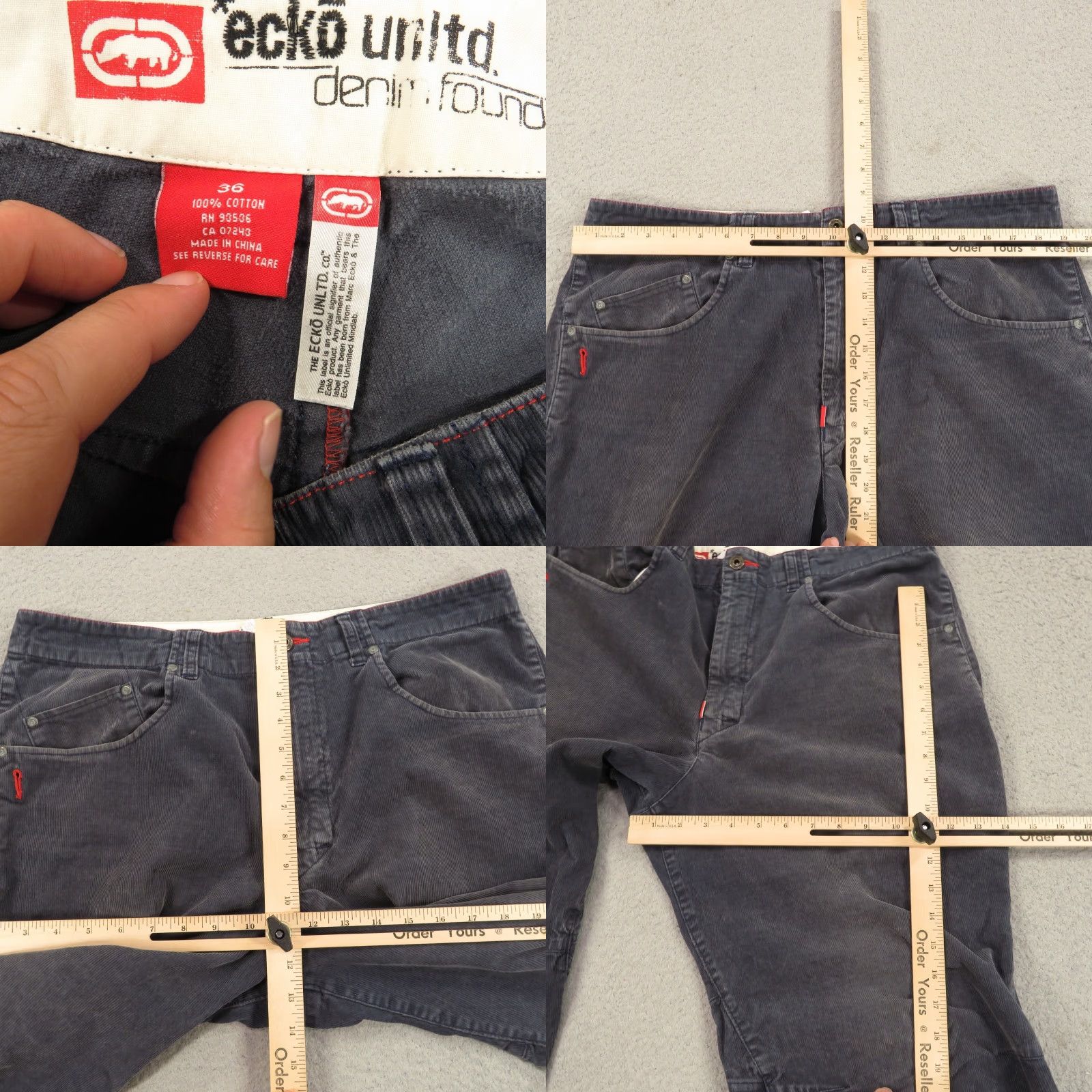 Ecko Unltd. VINTAGE ECKO UNLTD Jeans Men Corduroy Skater 36x32 Wide-Leg Grunge Y2K Faded 5-Pocket Jeans Mens Size US 36 / EU 52 - 8 Thumbnail