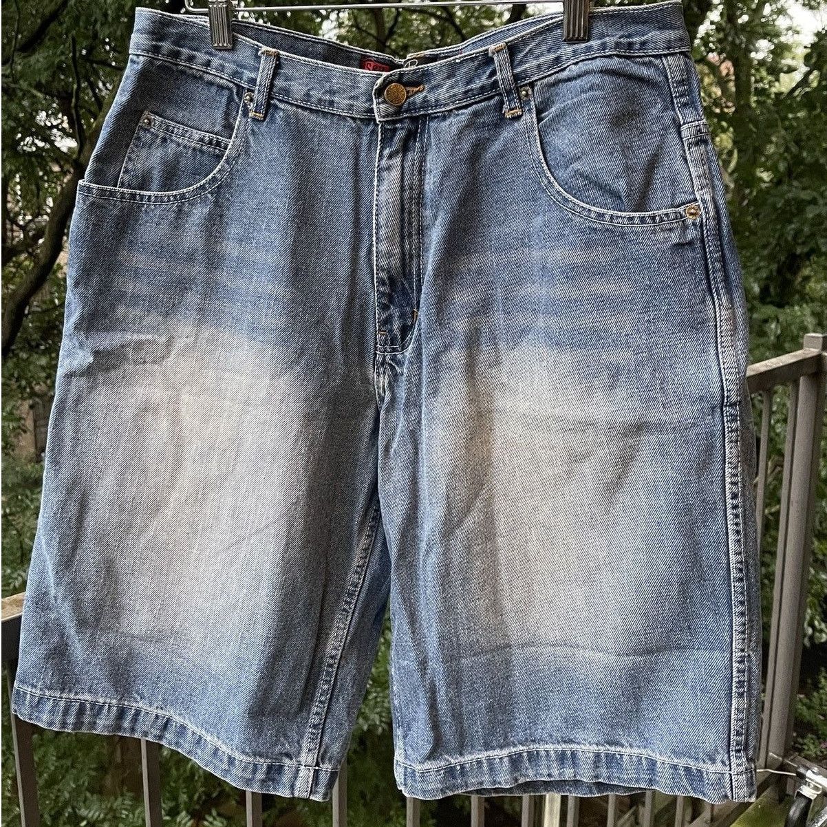 Vintage Y2K Baggy Faded Thrashed Denim Shorts ERD Grunge Jnco Skater Size US 33 - 5 Thumbnail
