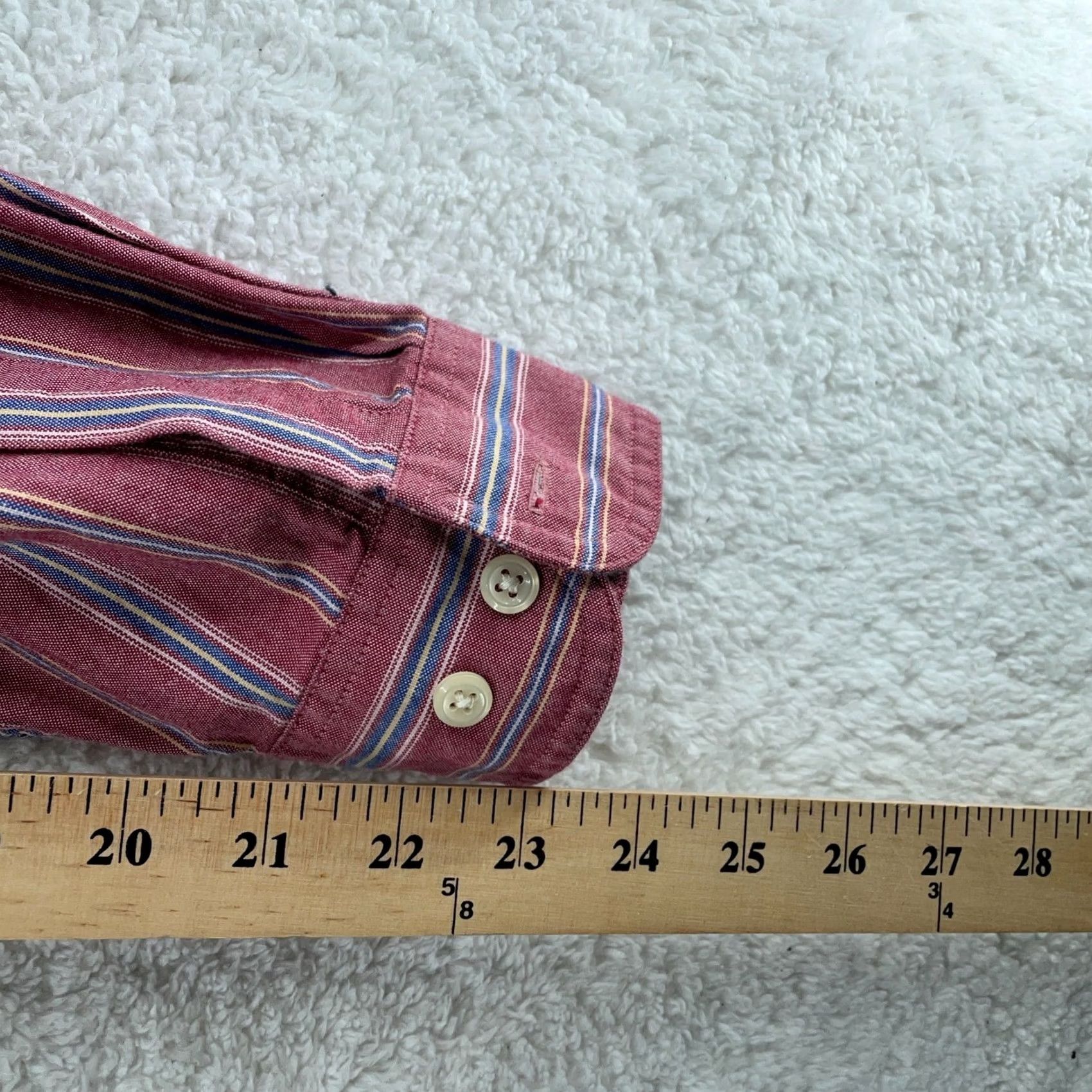Vintage L.L. Bean Shirt Mens 2XL Burgundy Blue Striped Button-Down Long Sleeve Casual Shirt Size US XXL / EU 58 / 5 - 7 Thumbnail