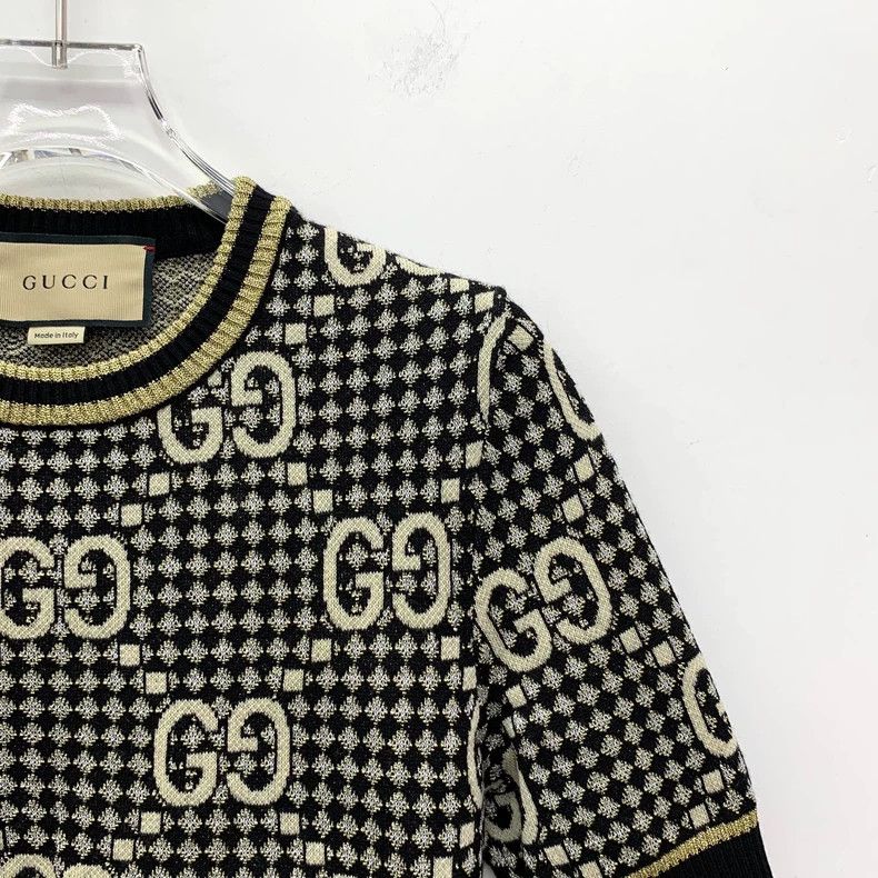 Gucci Gucci Color-matched logo jacquad full-print wool round-nec Size XS / US 0-2 / IT 36-38 - 3 Thumbnail