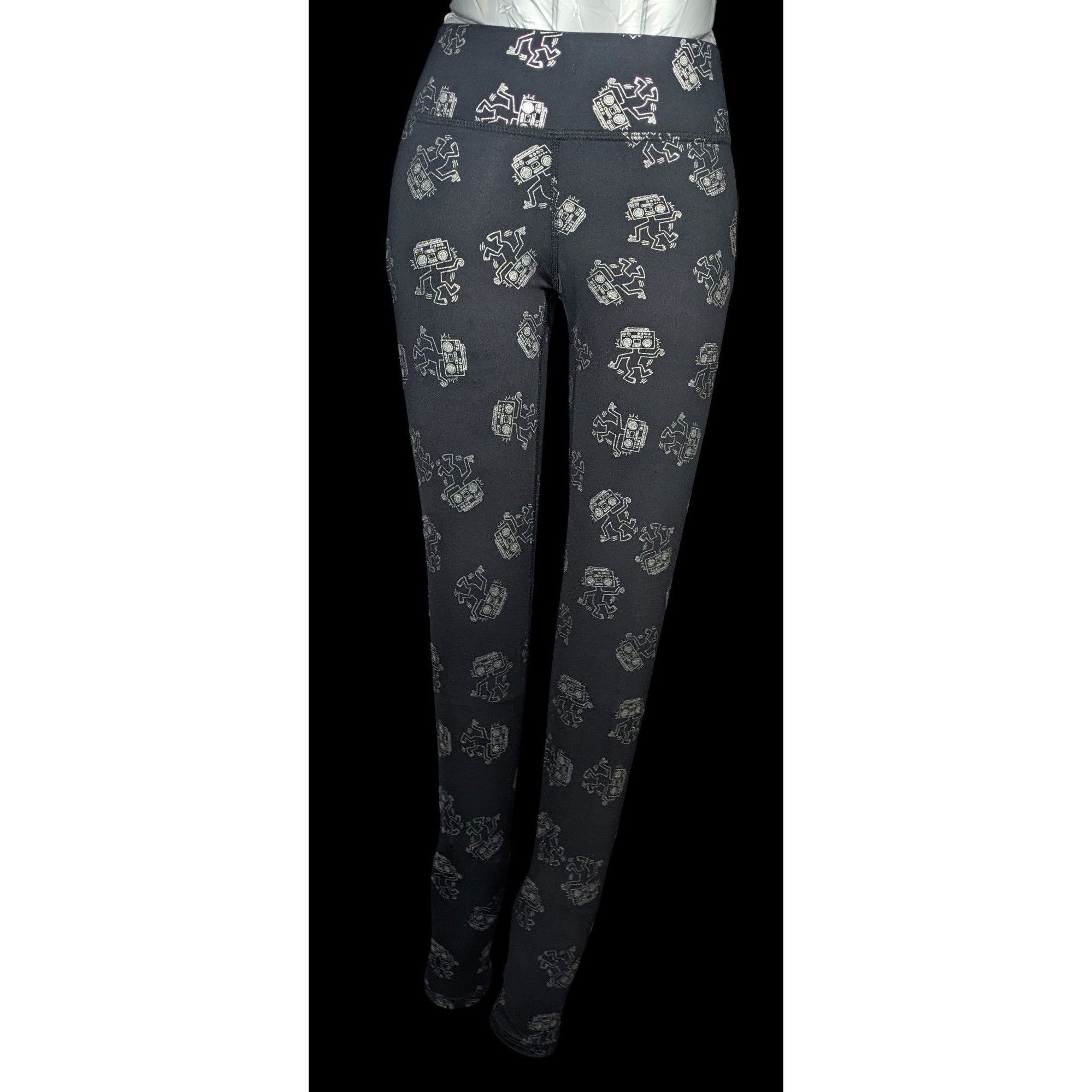 Keith Haring × Terez Terez x Keith Haring Black And Silver Robot Leggings Size XS Size 24" / US 00 / IT 34 - 1 Thumbnail