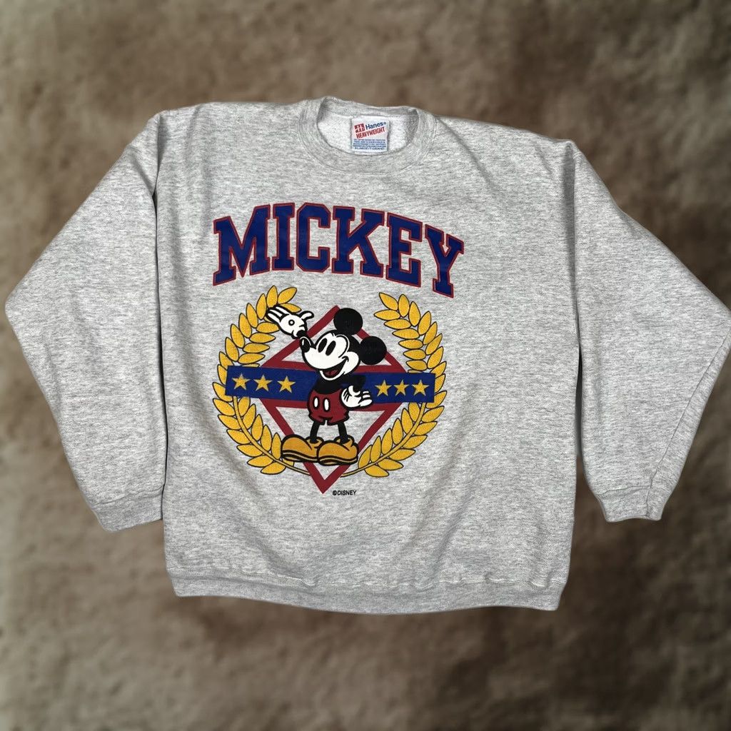 Hanes VINTAGE Hanes Mickey Mouse Sweatshirt Mens XL Gray Heavyweight Fleece 90s Size US XL / EU 56 / 4 - 1 Thumbnail