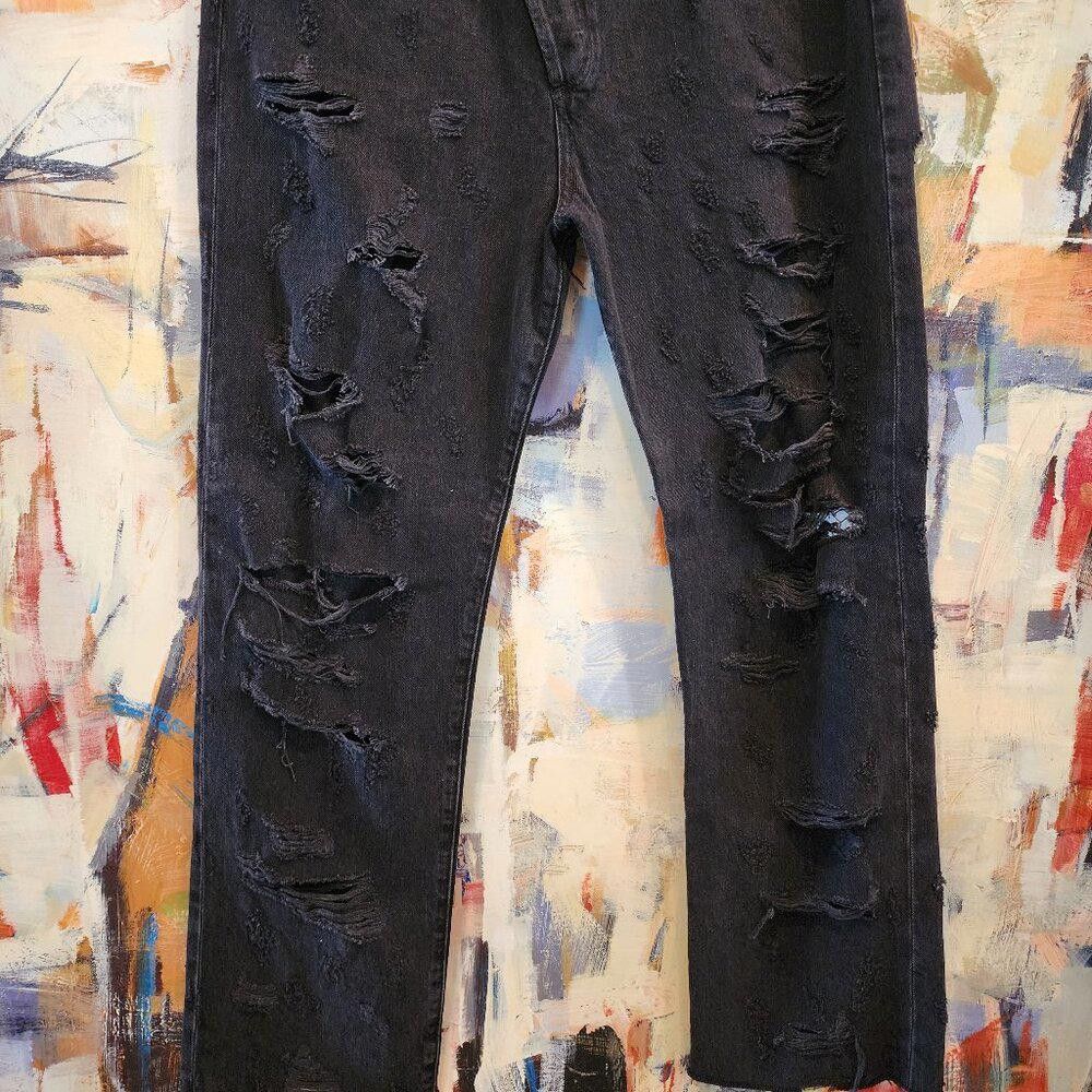 Agolde AGolde Destroyed Criss Cross Waist Jeans in Feverish Wash Size 32" / US 10 / IT 46 - 2 Thumbnail