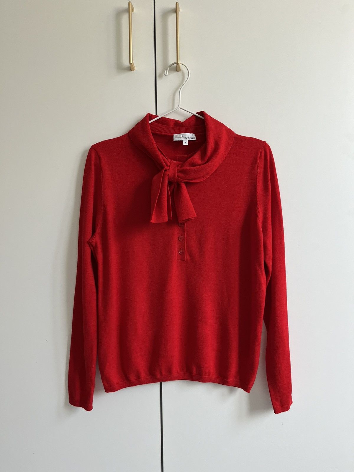 image of Dior Uniform Wool Sweater in Red, Women's (Size Medium)