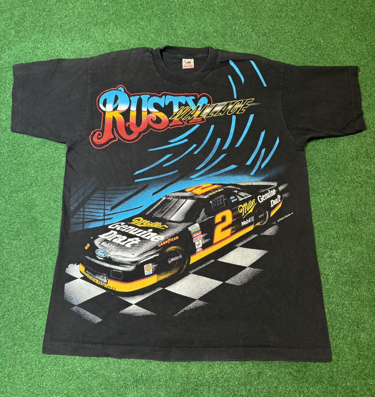 Vtg Rusty Wallace all over print newest tshirt! XL!