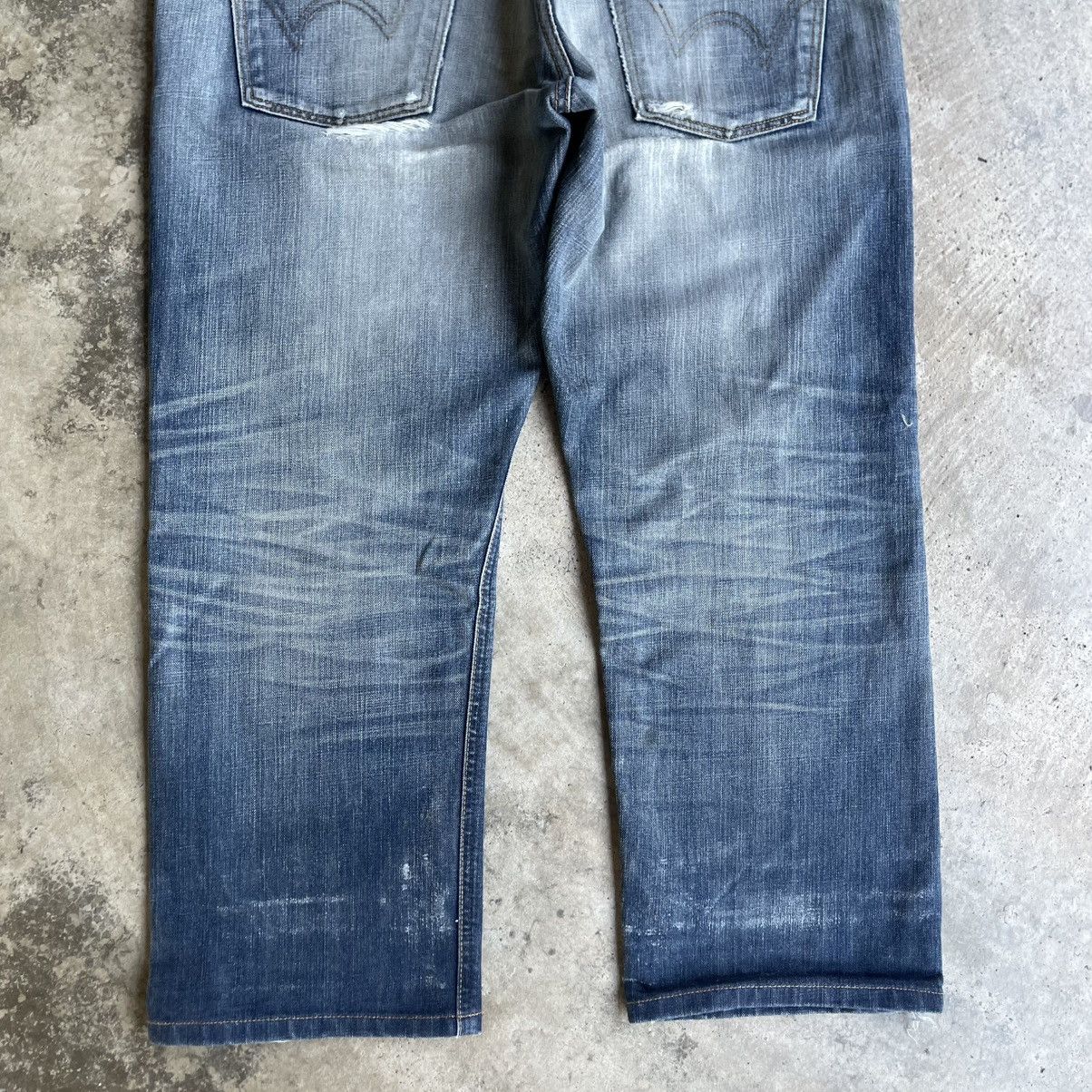Edwin 🔥Vintage Edwin Orange Tab Washed Ripped Distress Denim Jeans Size US 34 / EU 50 - 6 Thumbnail