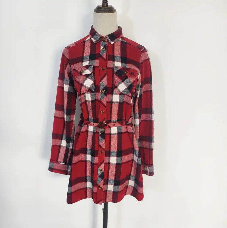 Burberry Burberry Red Cotton Check Long Sleeve Shirt Size M / US 6-8 / IT 42-44 - 1 Thumbnail