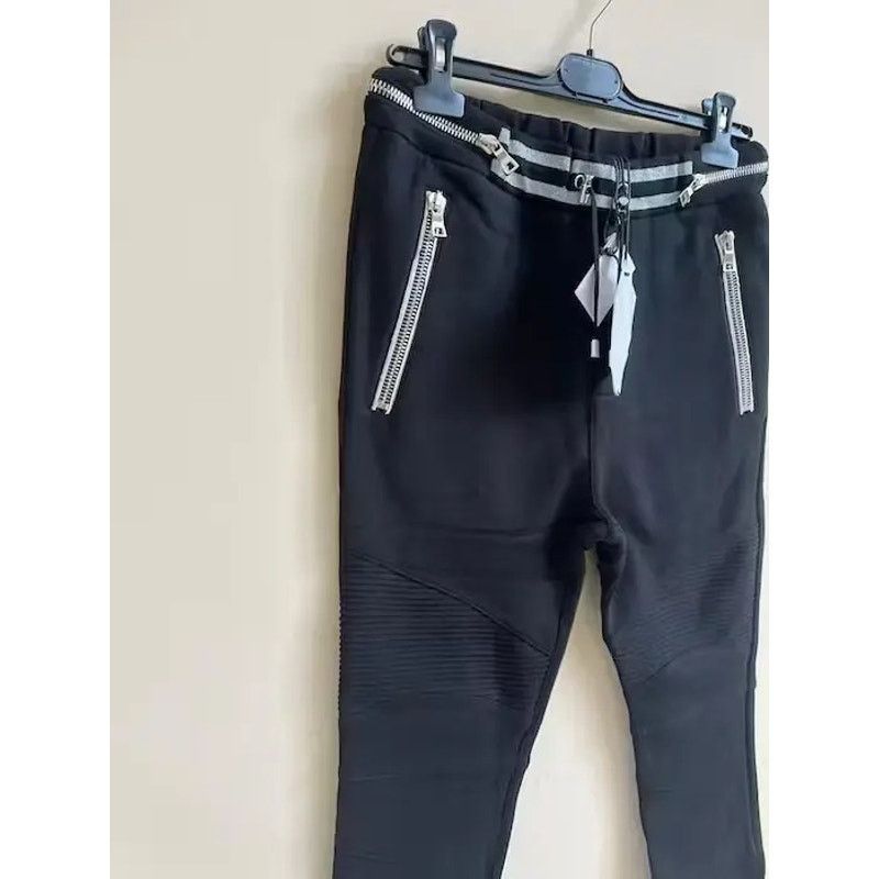 Balmain o1rshd1 Biker Sweat Pants With Silver Waist Band in Black Size US 30 / EU 46 - 3 Thumbnail