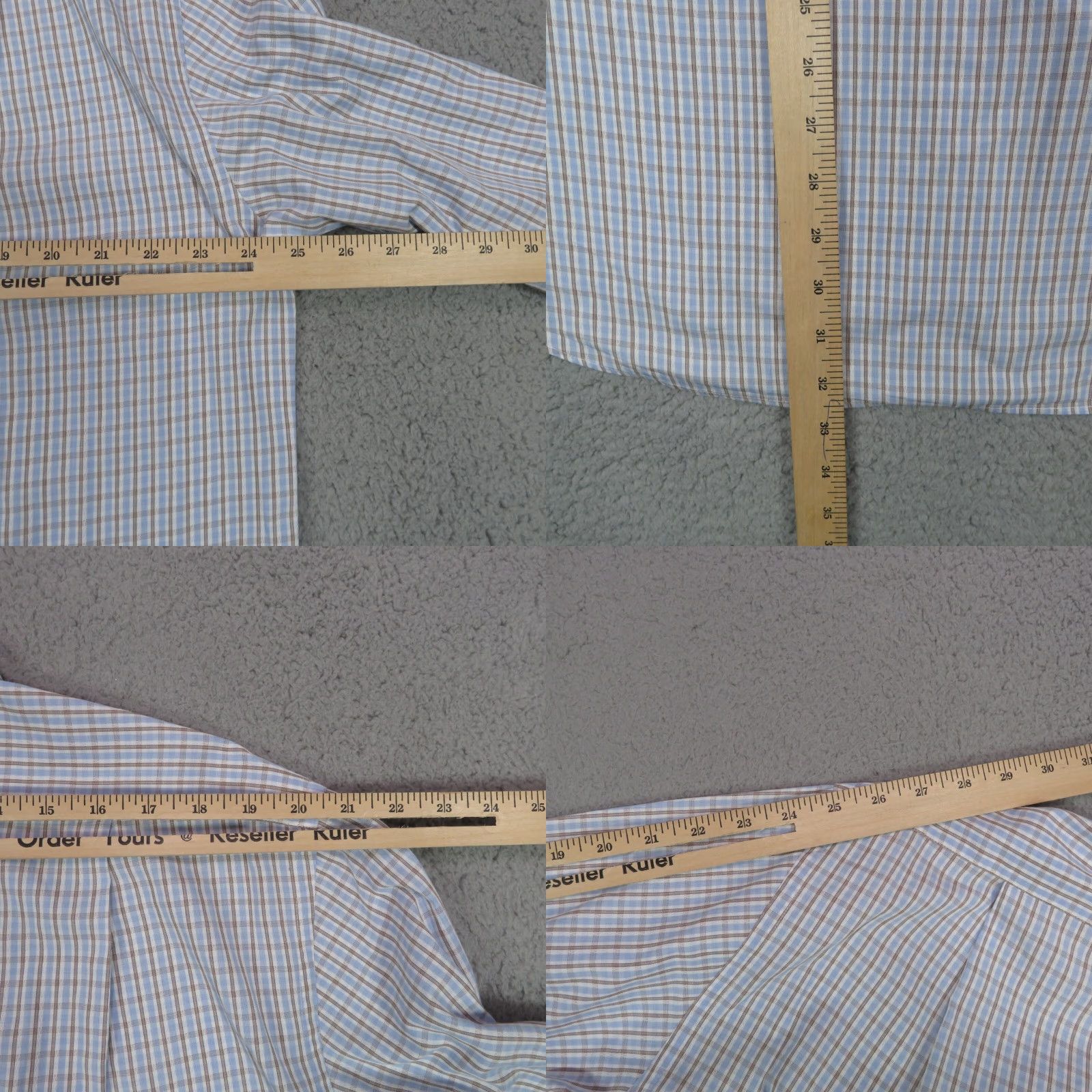 Canali Canali Shirt Mens Large Blue White Check Classic 25" Sleeve Sportswear Pocket Size US L / EU 52-54 / 3 - 8 Thumbnail