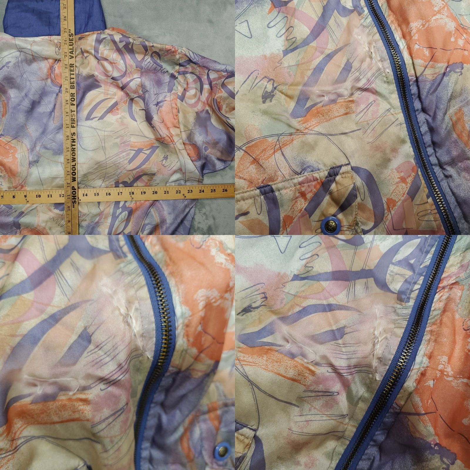 Etro VINTAGE Janeve Jacket Womens M Windbreaker 90s Retro Abstract Outerwear Y2K Purple Zip Pocket Lightweight Polyester Blend Size M / US 6-8 / IT 42-44 - 8 Thumbnail