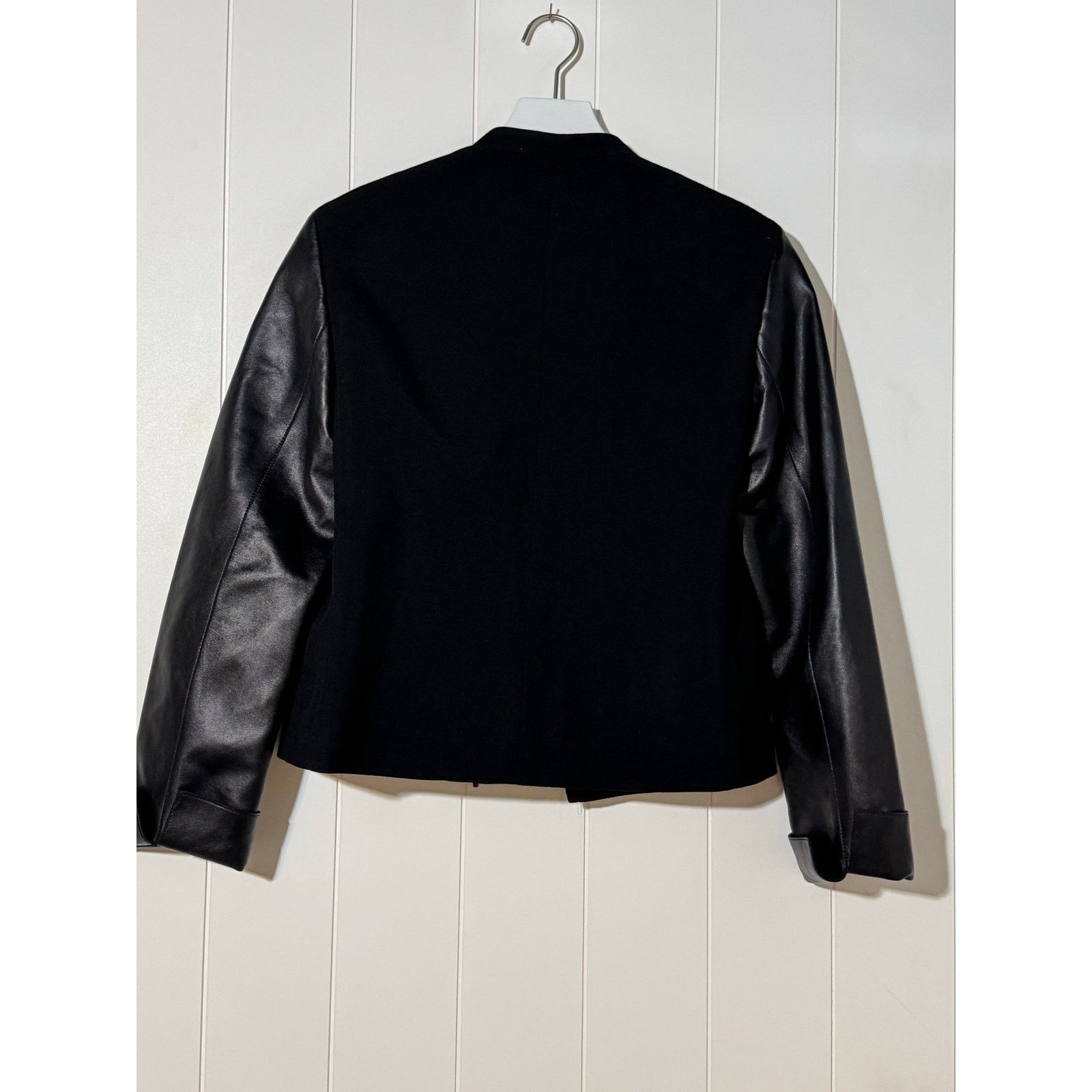 Akris Akris Punto Wool Leather Moto Jacket Black Lambskin Sleeve 6 Size M / US 6-8 / IT 42-44 - 4 Thumbnail