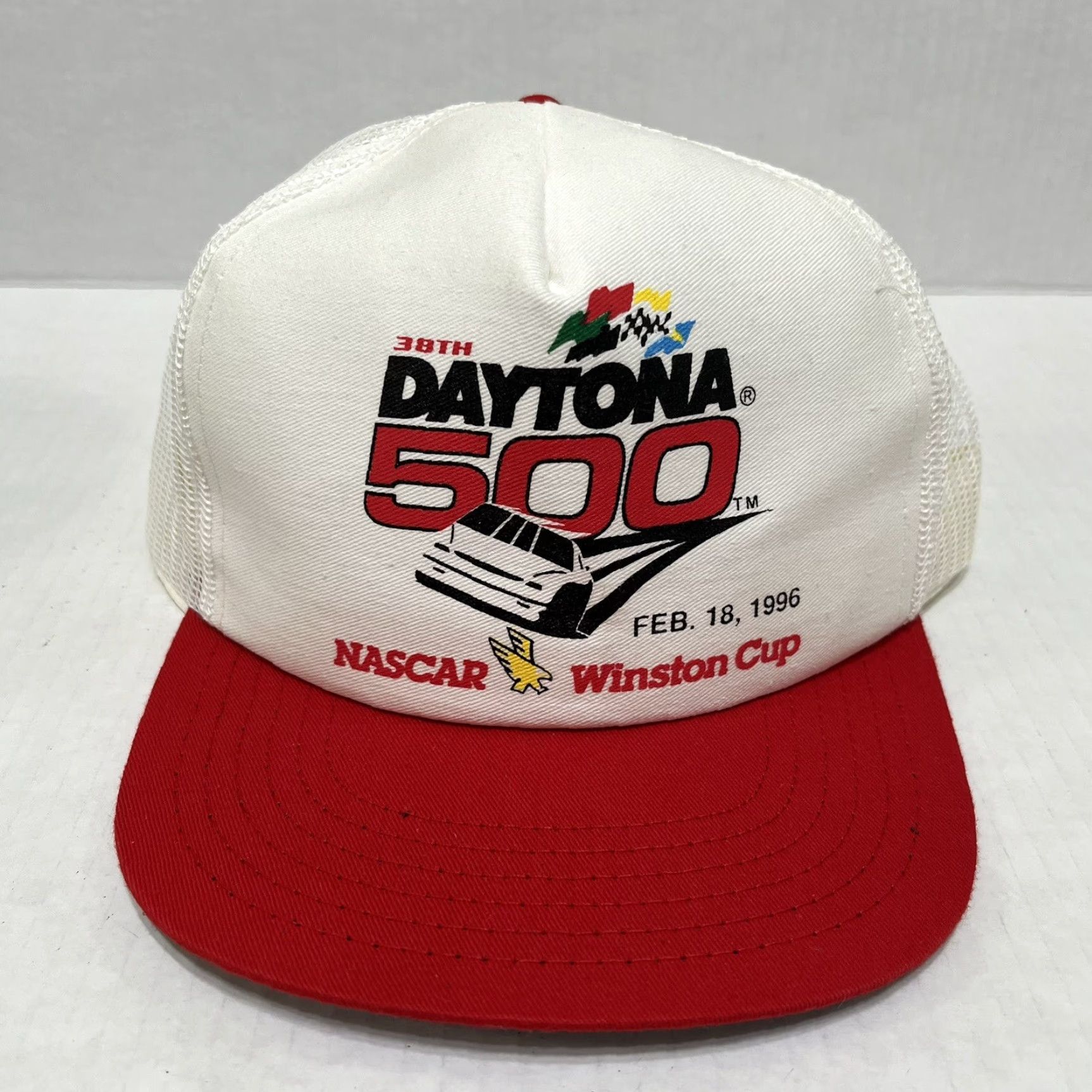 NASCAR VINTAGE Daytona 500 Hat Cap Snap Back NASCAR Winston Cup White One Size Mens 90s USA Size ONE SIZE - 2 Thumbnail