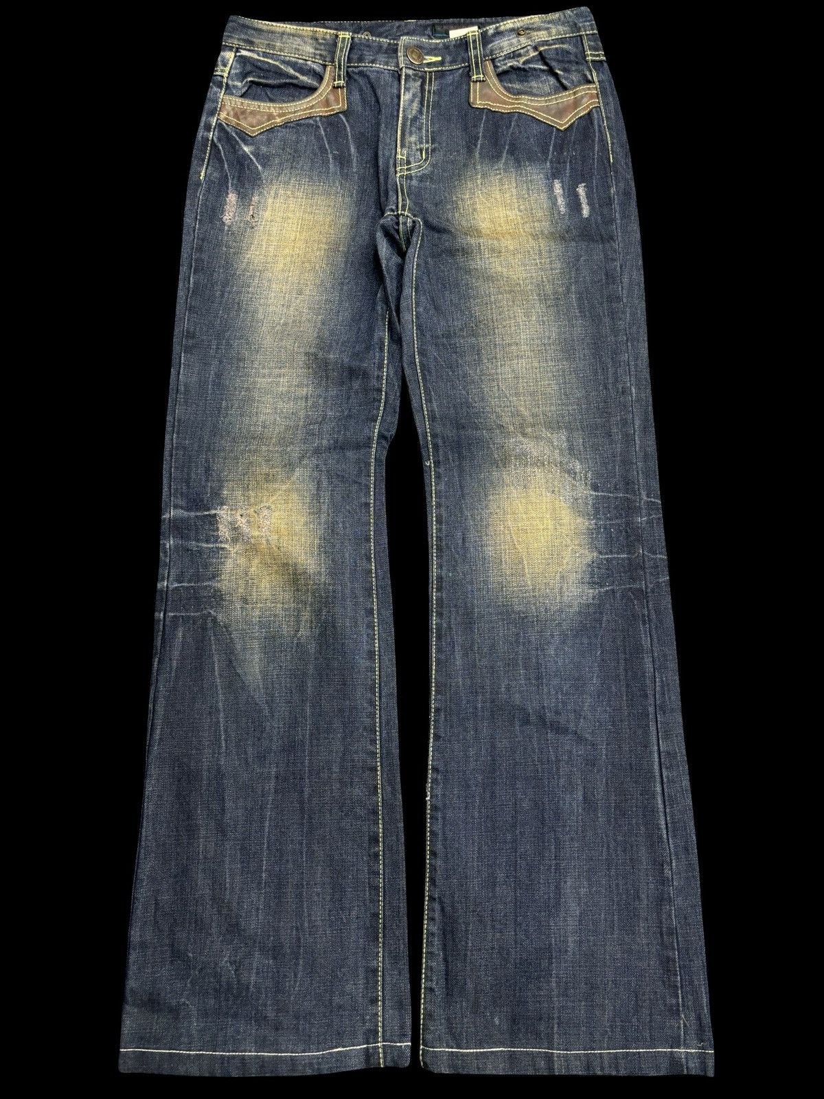 Japanese Brand 💥Flare💥Insane 90s Style Blue Rusty Distressed Denim F561 Size US 30 / EU 46 - 1 Thumbnail