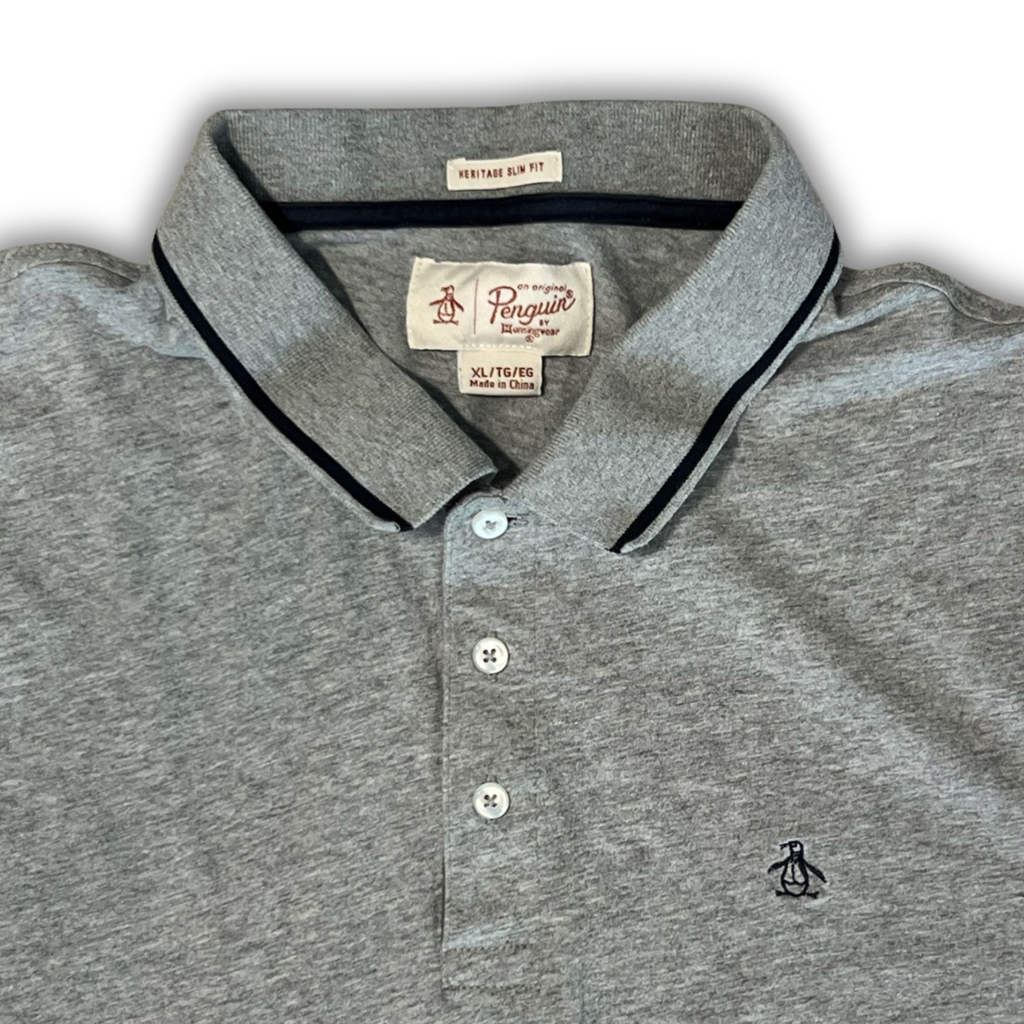 Original Penguin Penguin Heritage Slim Fit Polo Shirt XL Light Gray With Blac Size US XL / EU 56 / 4 - 4 Thumbnail