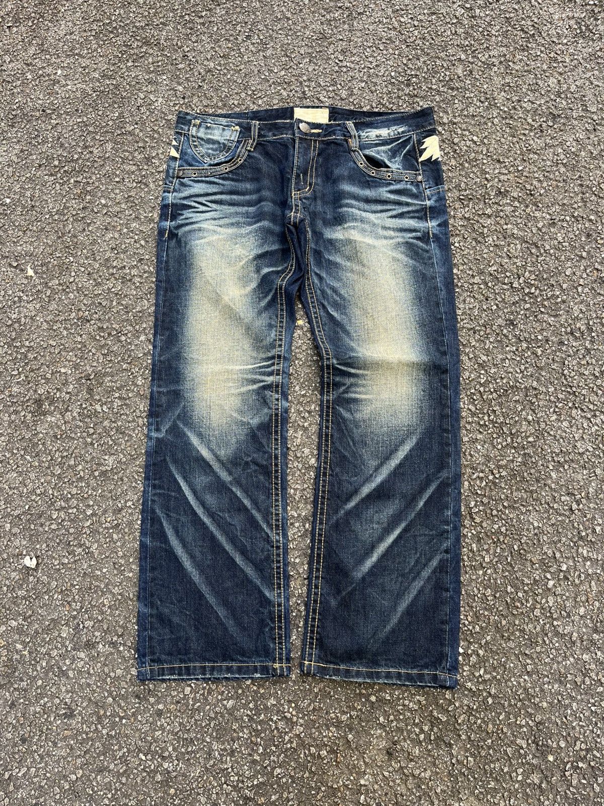Hysteric Glamour Lolita Jeans Clawmark Wing Styled Low Rise Faded Denim Pants Size US 32 / EU 48 - 2 Thumbnail
