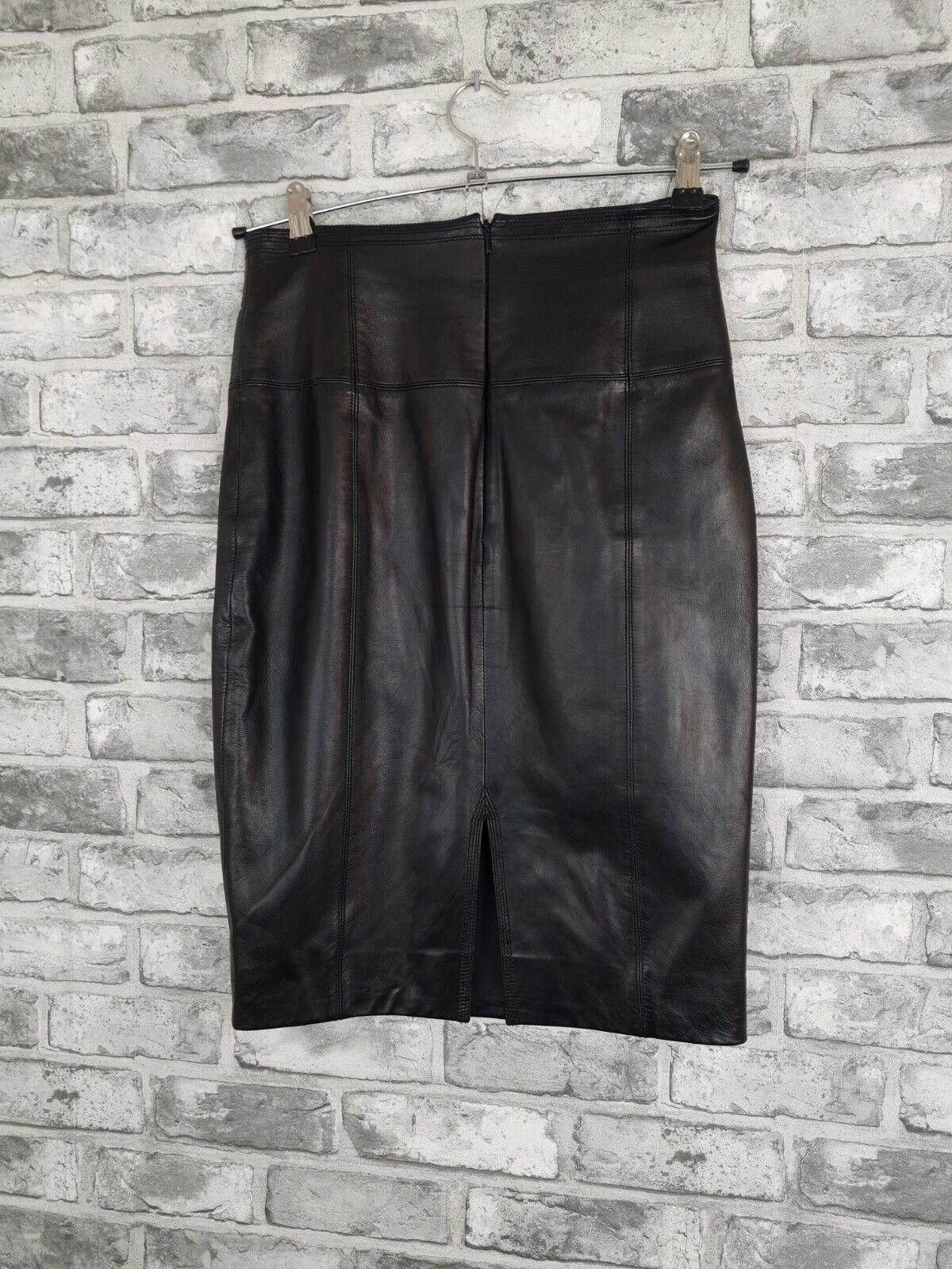 Designer Amanda Wakeley Leather Skirt Size 10 Black Pencil Size 28" / US 6 / IT 42 - 7 Thumbnail
