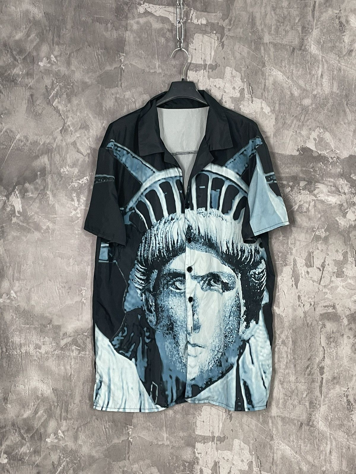 Japanese Brand × Vintage Avant Garde Graphic Statue Of Liberty Overlogo button Shirt Size US L / EU 52-54 / 3 - 1 Thumbnail