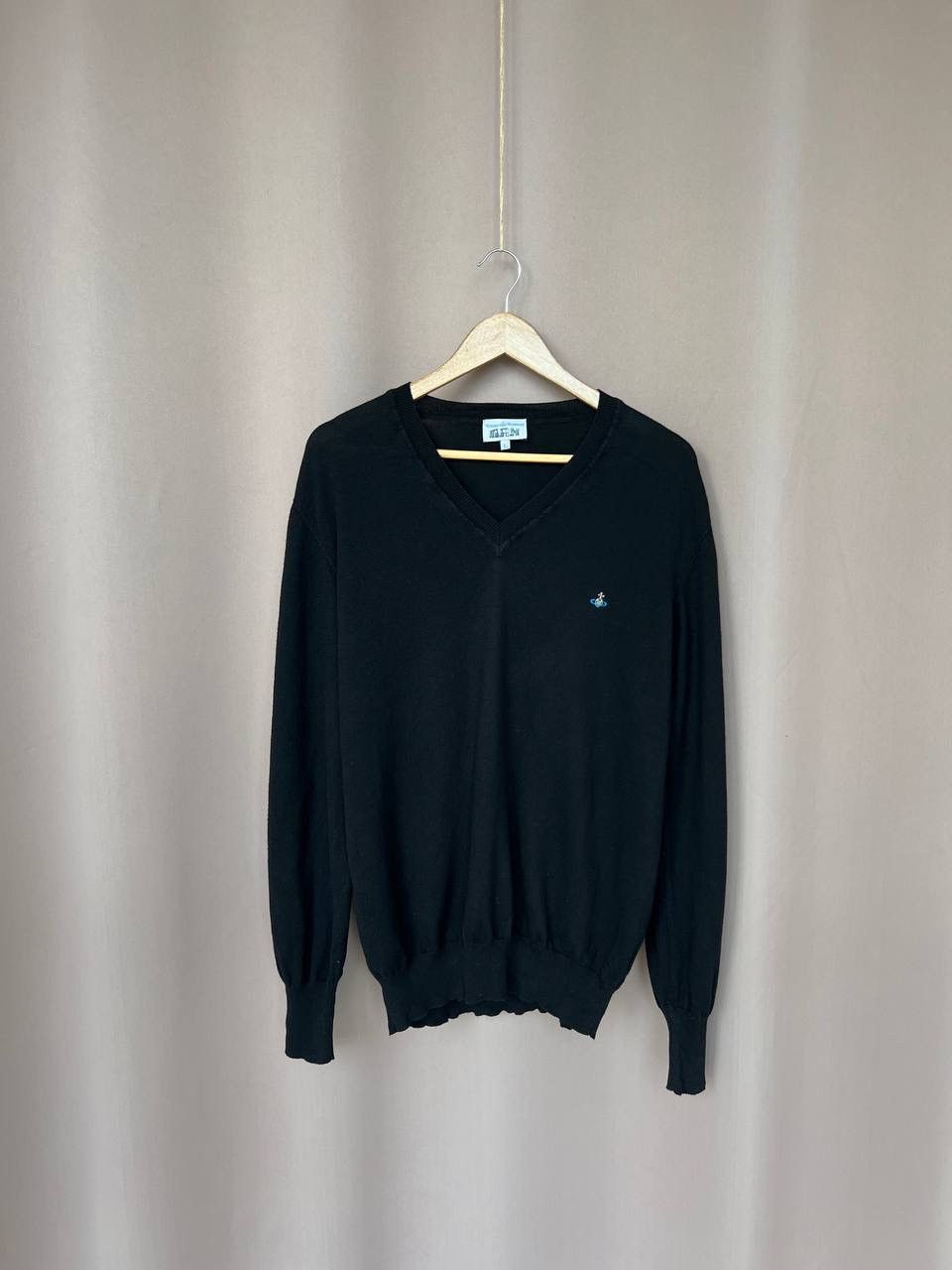 Vivienne Westwood V-Neck Knit Sweater Embroidered Men Size L