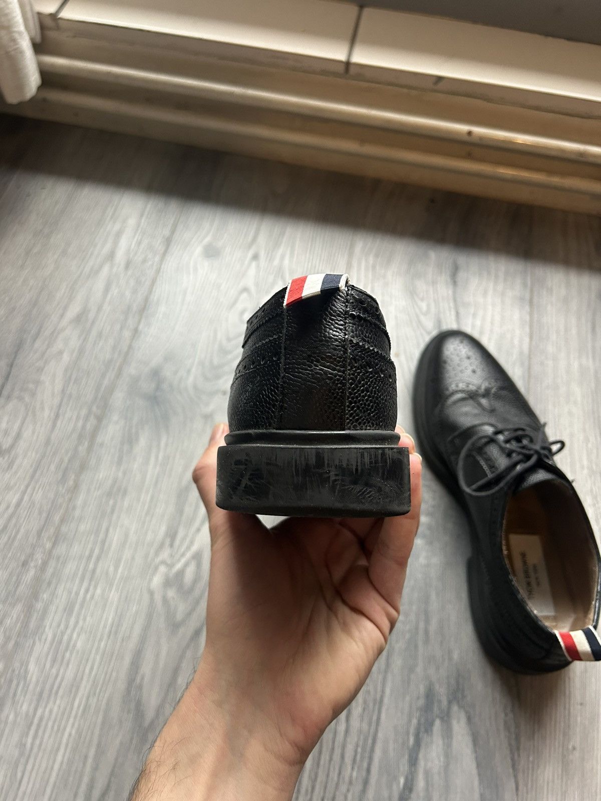 Thom Browne Black Wingtip Brogue Derby Shoes Size US 6.5 / EU 39-40 - 9 Thumbnail