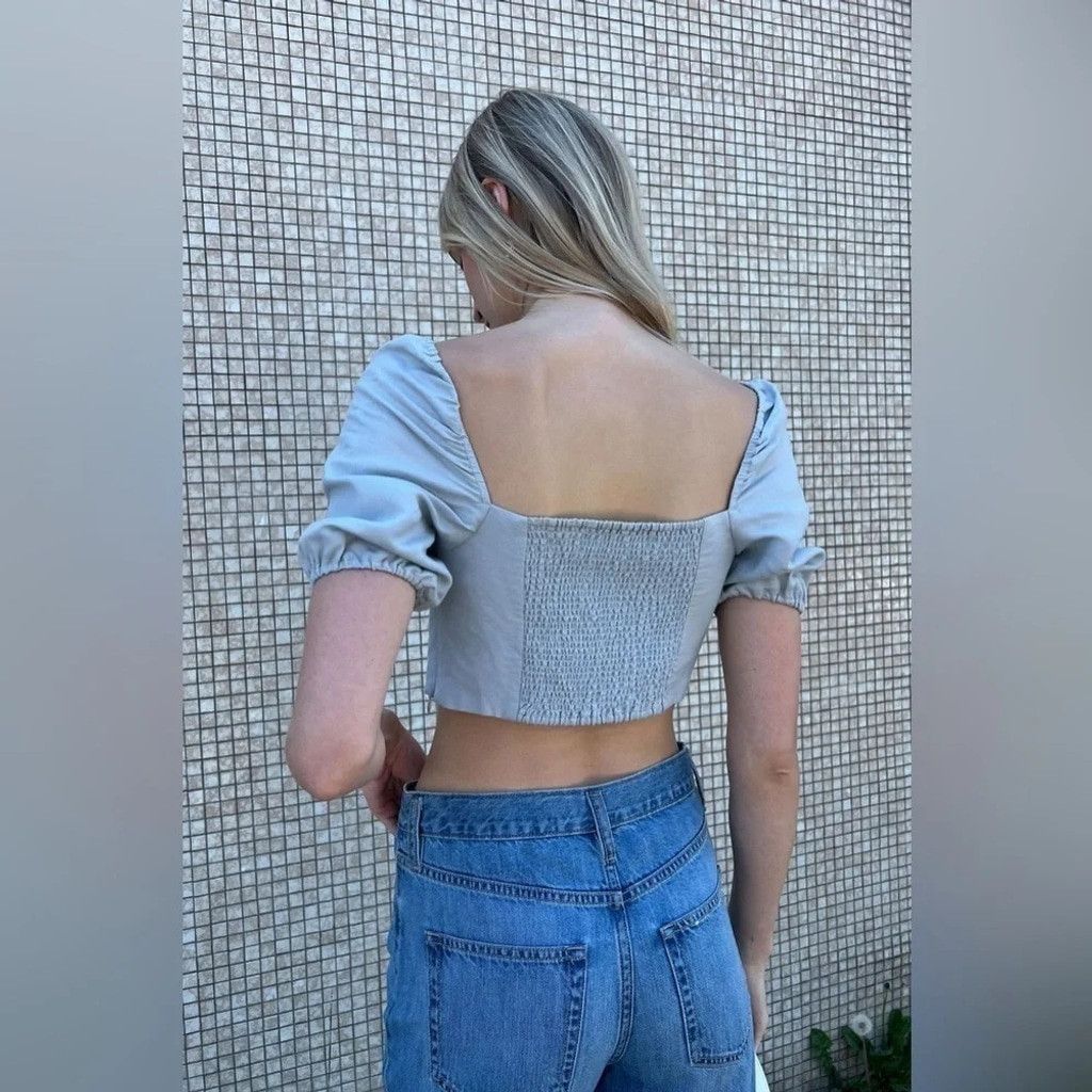 Oak + Fort 🌿 NWT Linen/Lin Blend Puff Sleeve Blouse 🌿 Size L / US 10 / IT 46 - 3 Thumbnail
