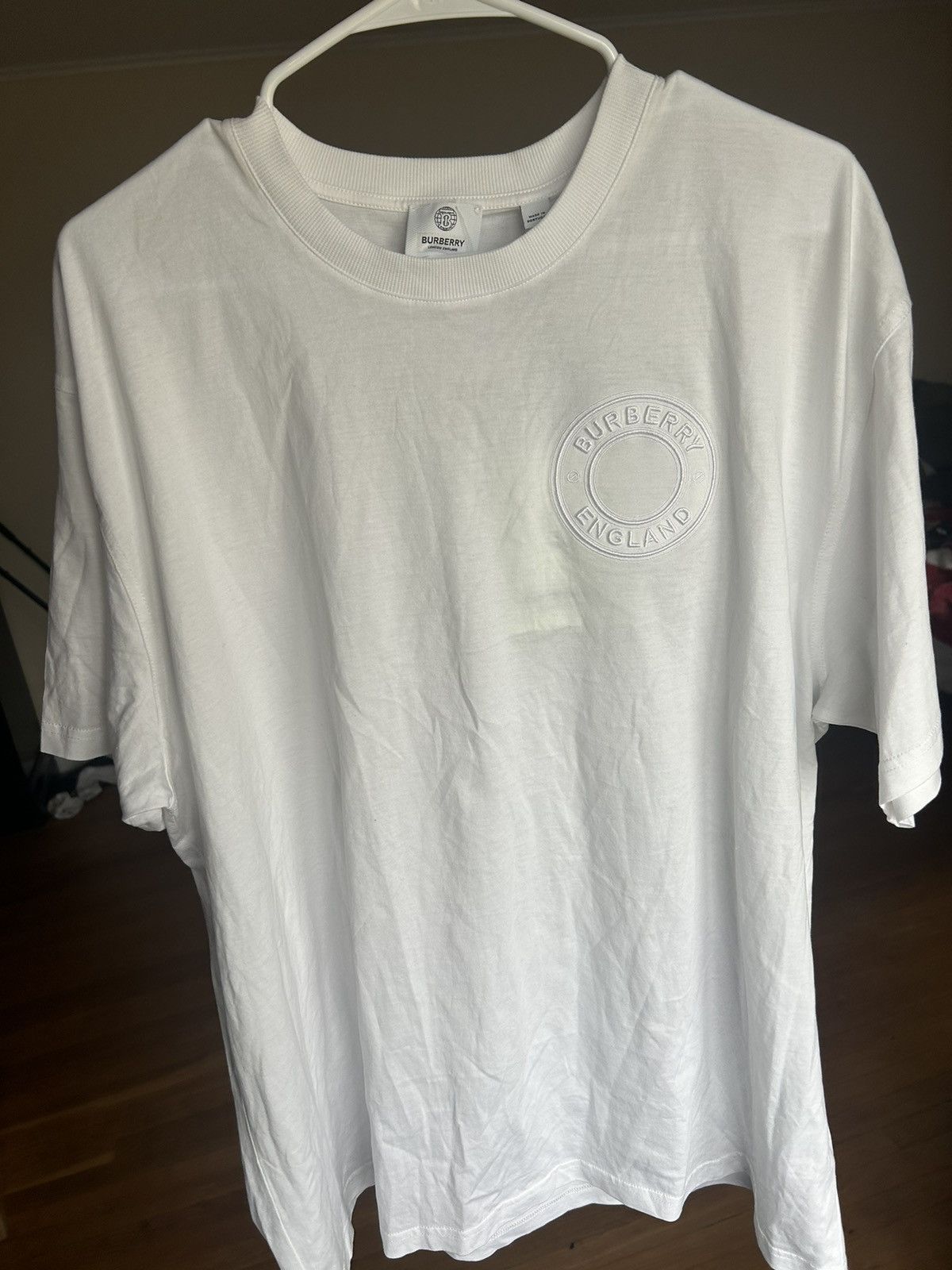 image of Burberry England Patch T Shirt in White, Men's (Size XL)