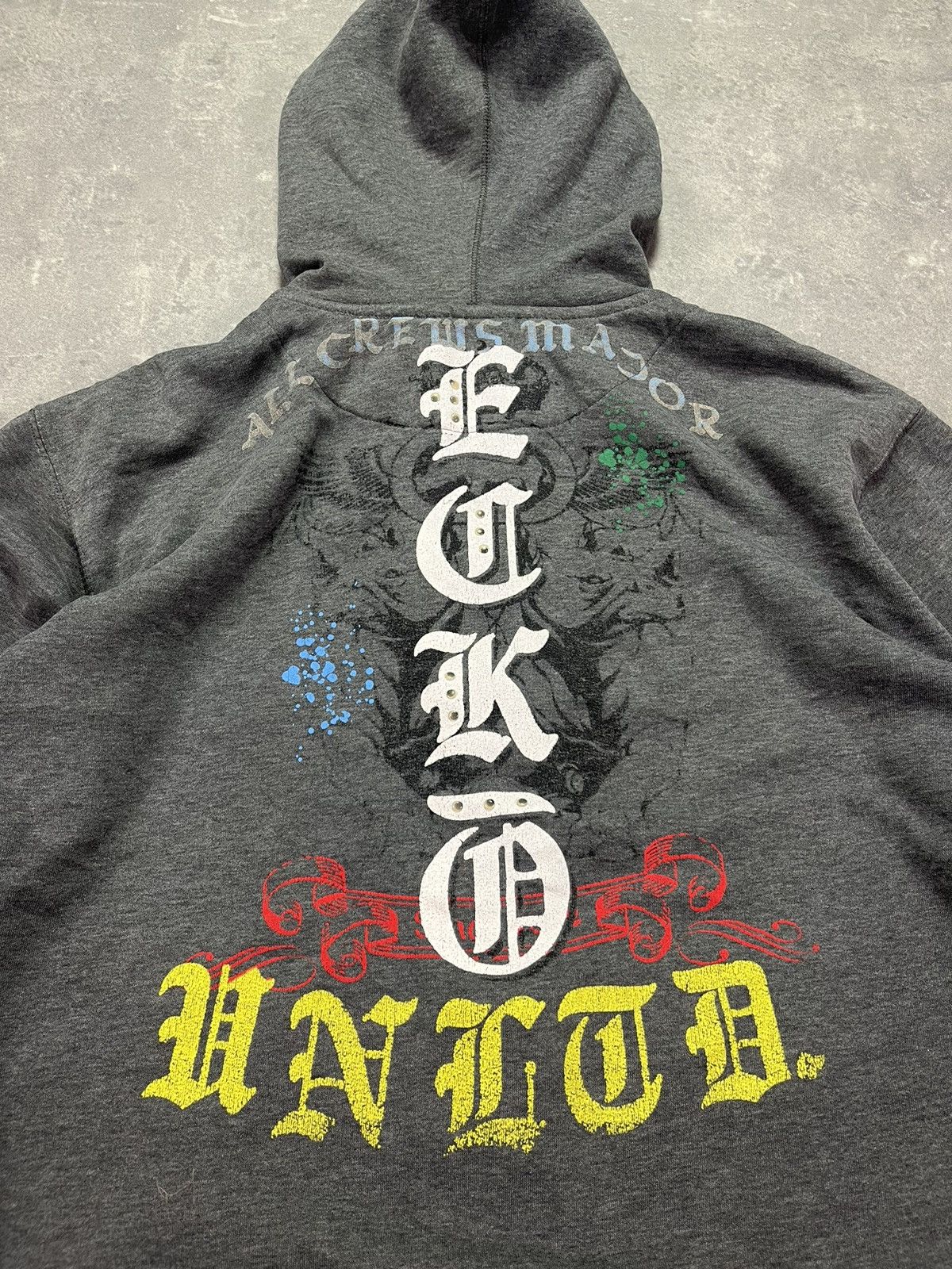 Ecko Unltd. 2000s Ecko Unltd. Distressed Faded Printed Y2K Zip Hoodie L Size US L / EU 52-54 / 3 - 14 Thumbnail