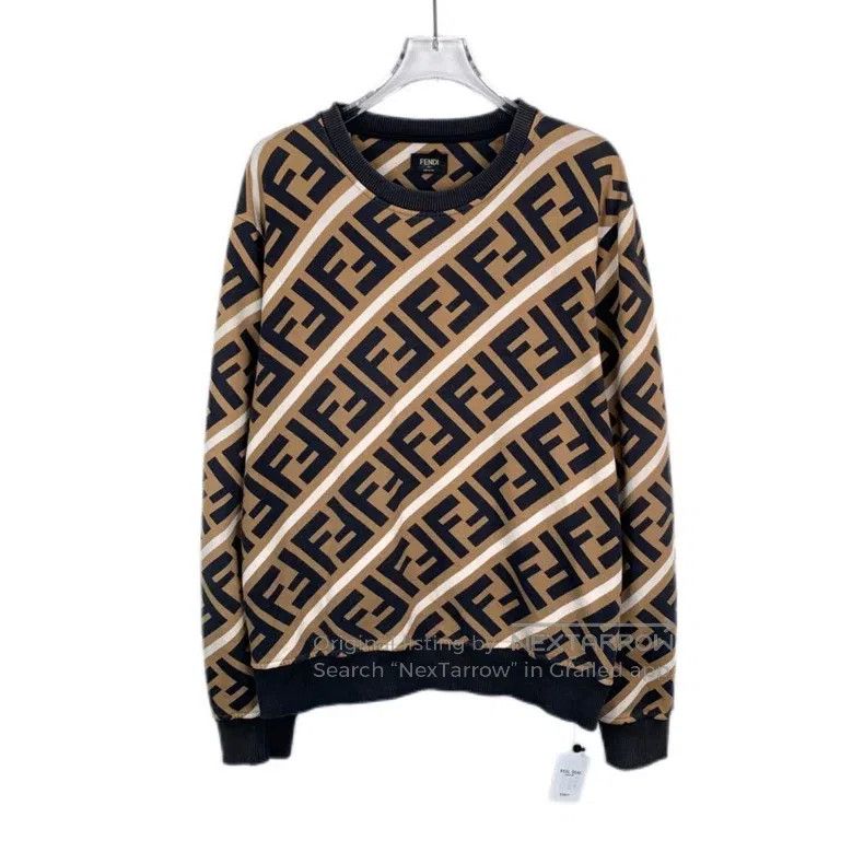 Fendi Fendi Logo Monogram Letter Embroidered Brown Cotton Crewne Size US S / EU 44-46 / 1 - 1 Thumbnail