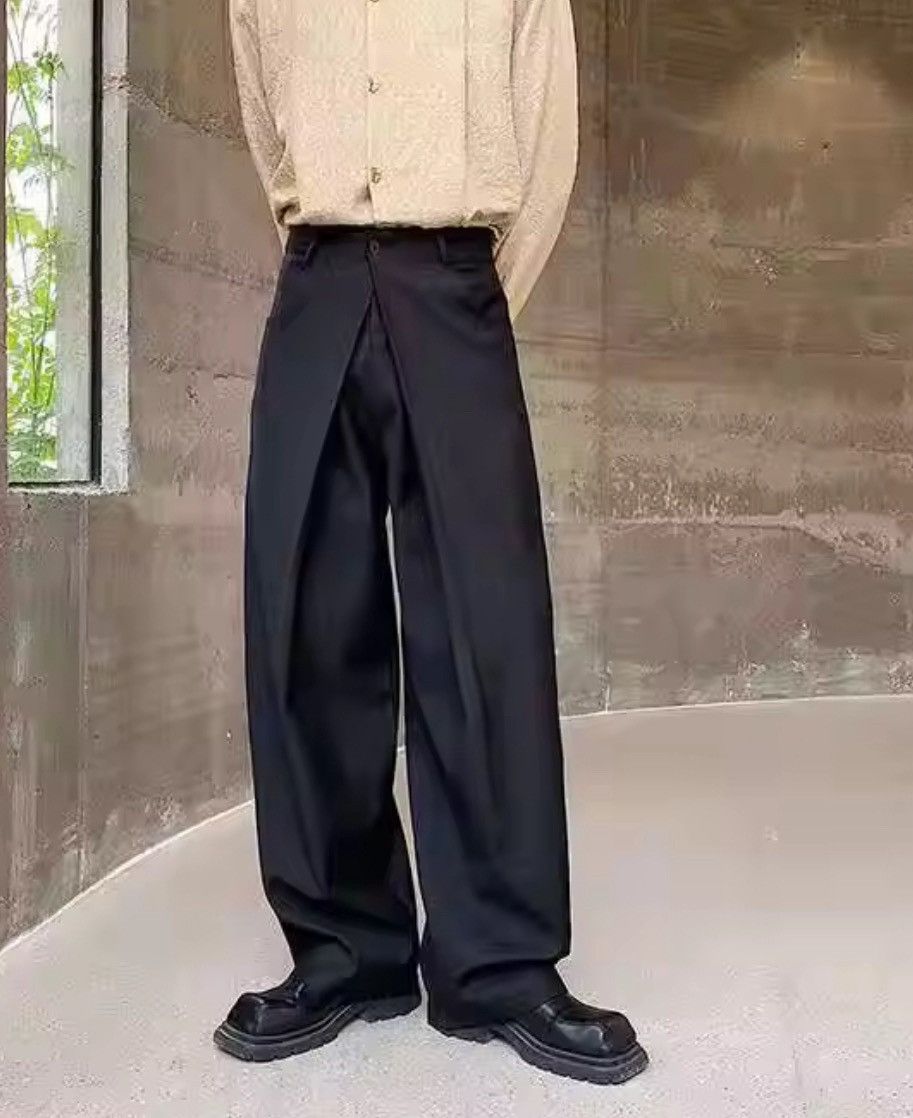 Japanese Brand Black High Waist Straight Wide Leg Pleated Pants / Trousers Size US 32 / EU 48 - 10 Thumbnail