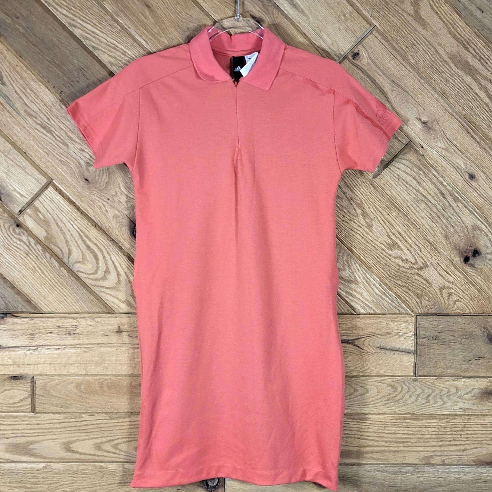 Adidas Adidas Polo Dress Womens Size S Coral Pink Quarter Zip Short Sleeve Side Zippers Dress Size S / US 4 / IT 40 - 2 Thumbnail